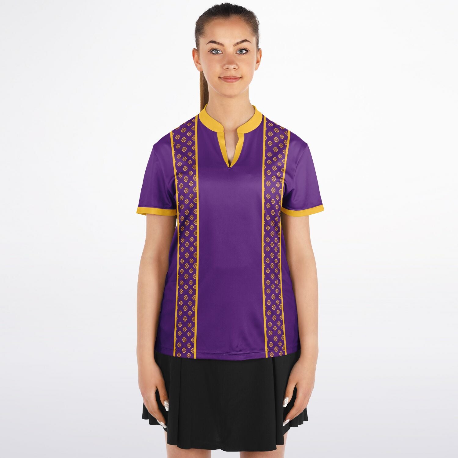 Purple and Gold Bladed Collar Polo Shirt