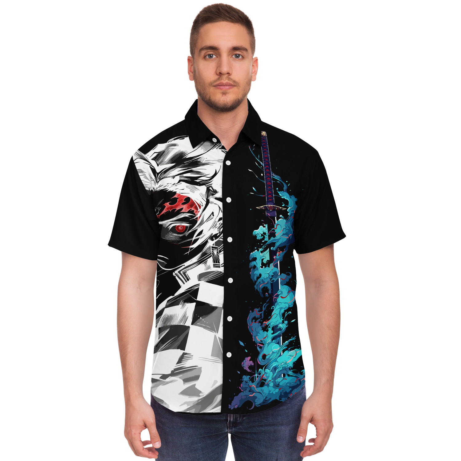 Tanjiro Short Sleeve Button Down Shirt