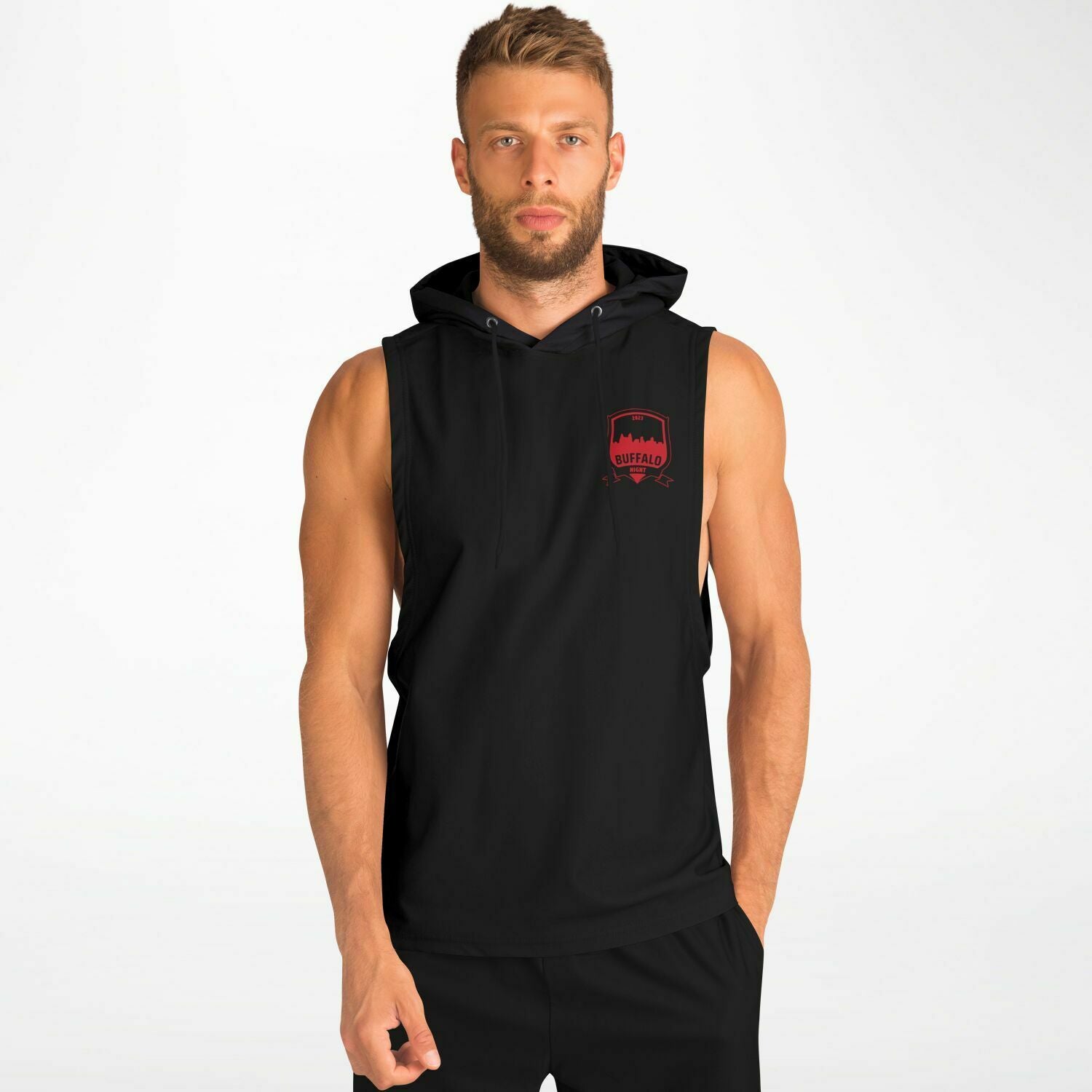 Buffal Night Black Athletic Drop Armhole Hoodie