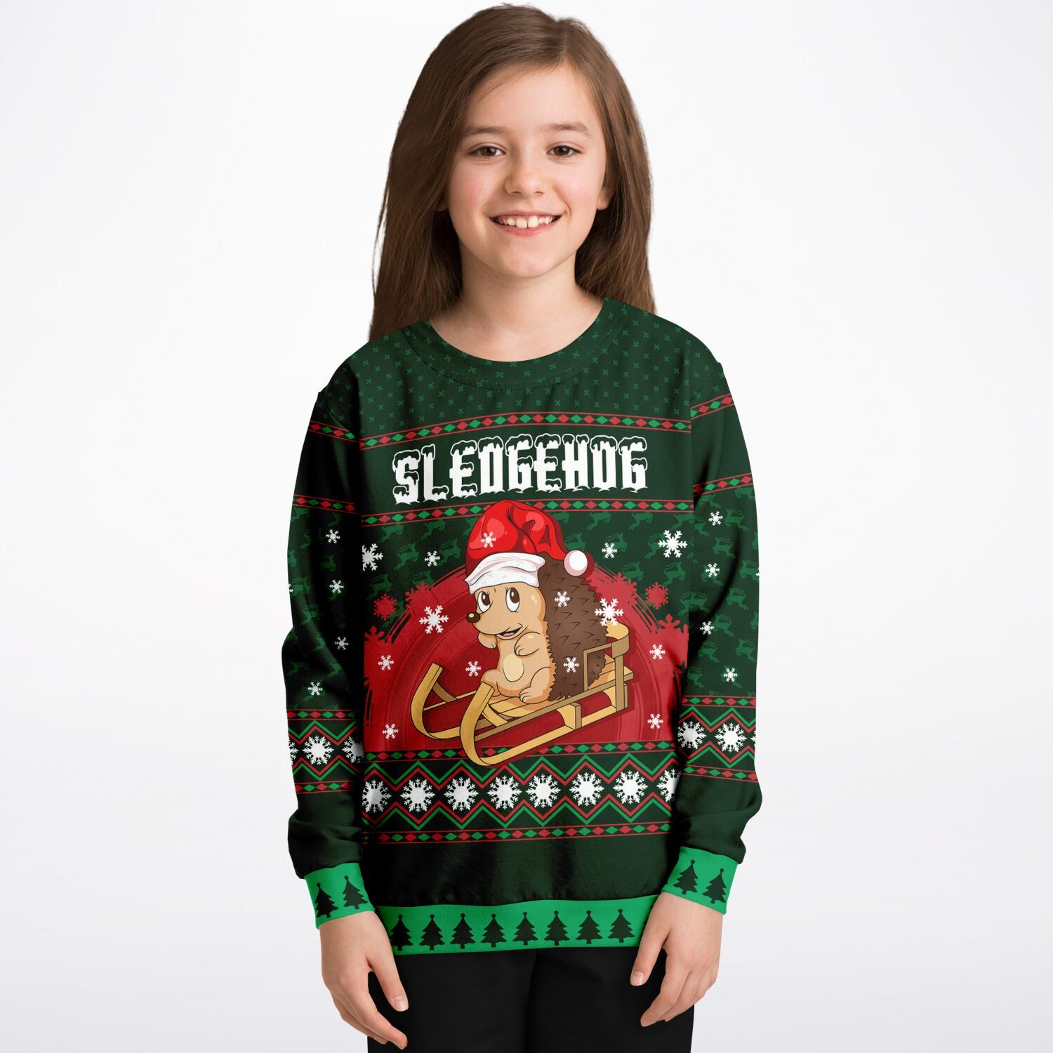 Sledgehog Kid's Ugly Christmas Sweatshirt