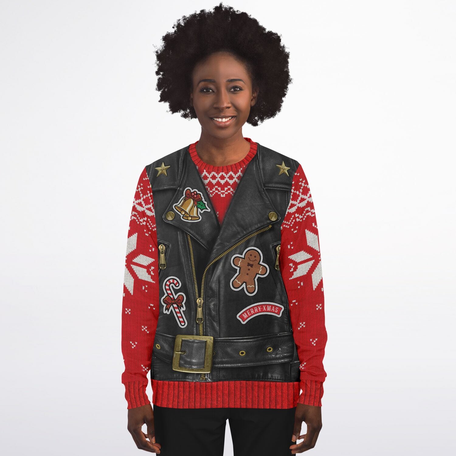 Sons of Santa Leather Biker Vest Ugly Christmas Sweatshirt