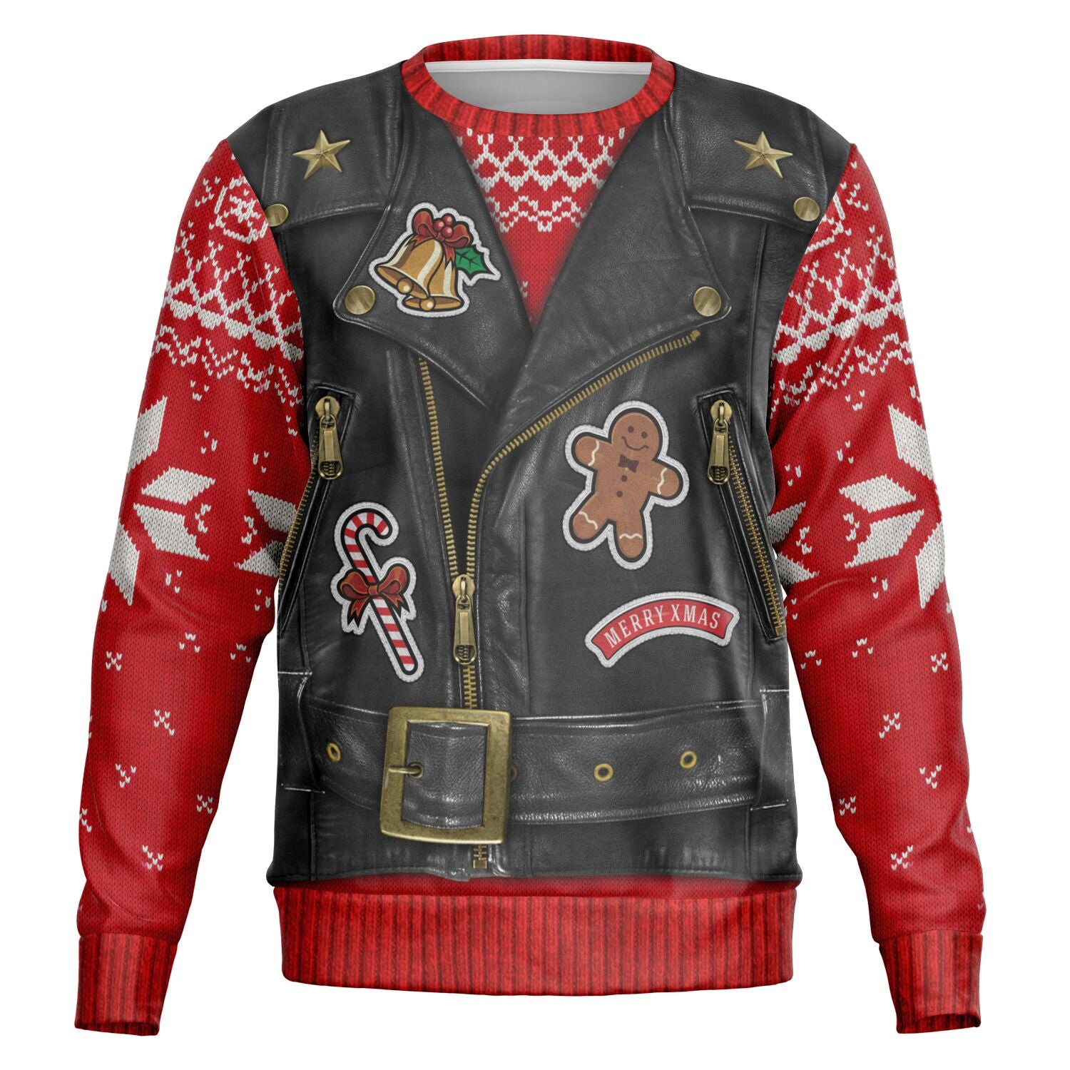 Customizable Biker Vest Ugly Christmas Athletic Sweatshirt