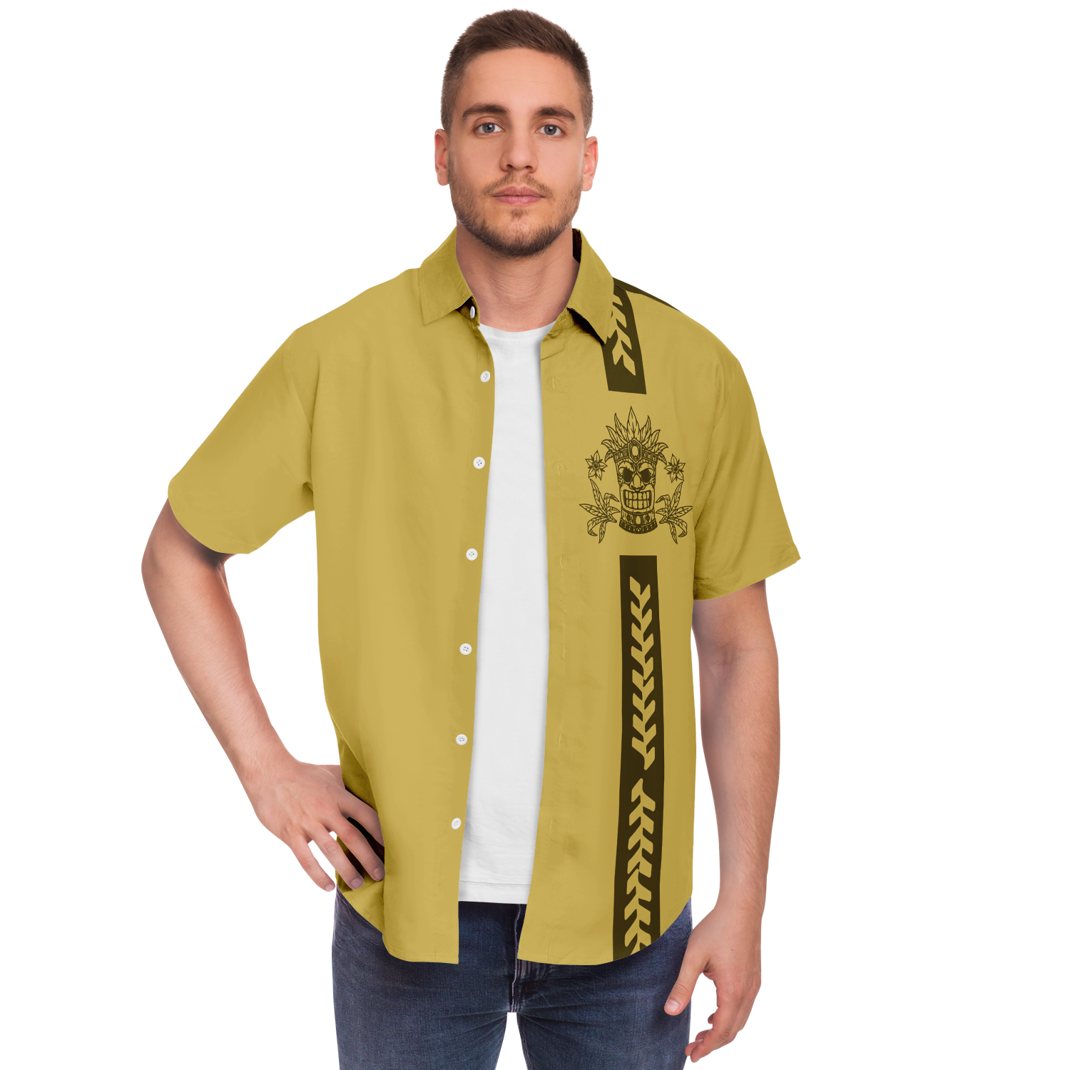 Tiki with Mustard Please Retro Bowling Shirt