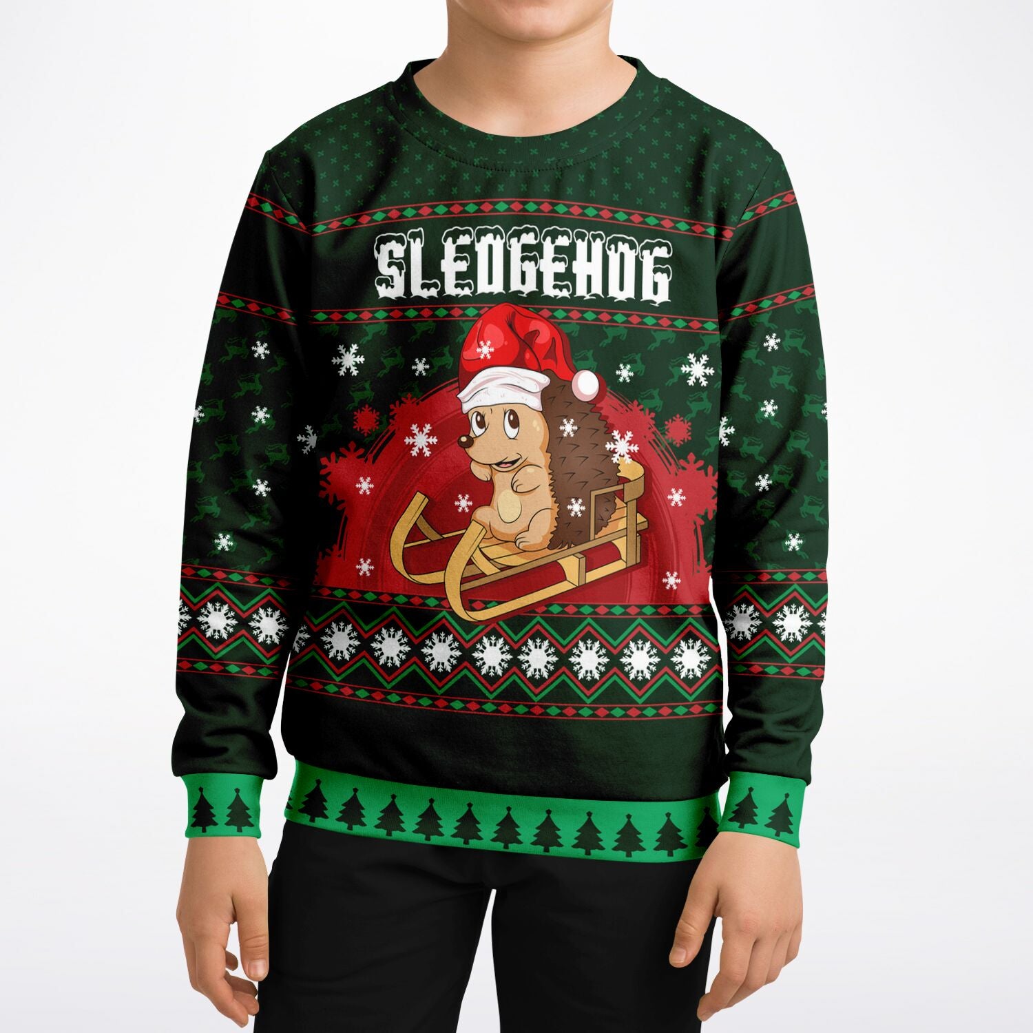 Sledgehog Kid's Ugly Christmas Sweatshirt