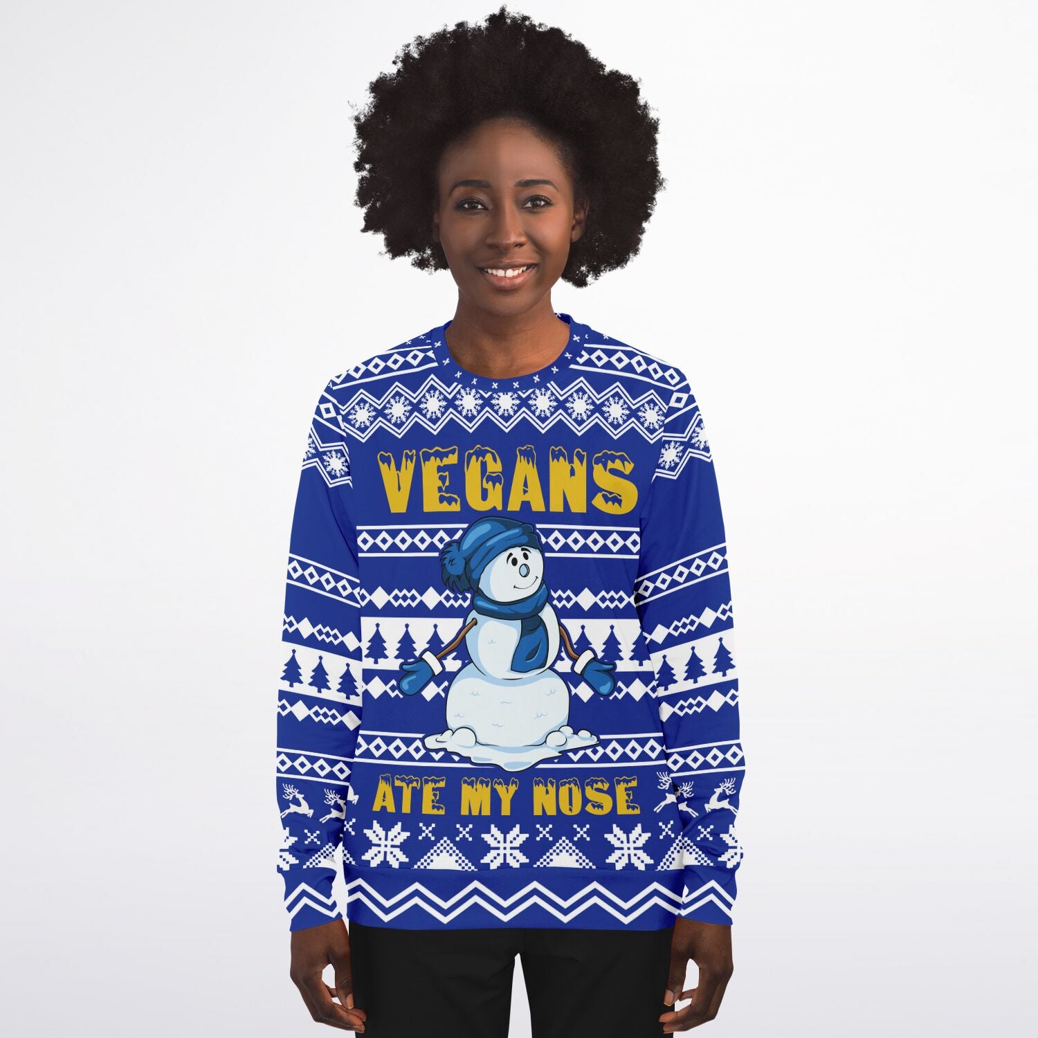 Vegans Ate My Nose Ugly Christmas Sweatshirt - Athletic Sweatshirt