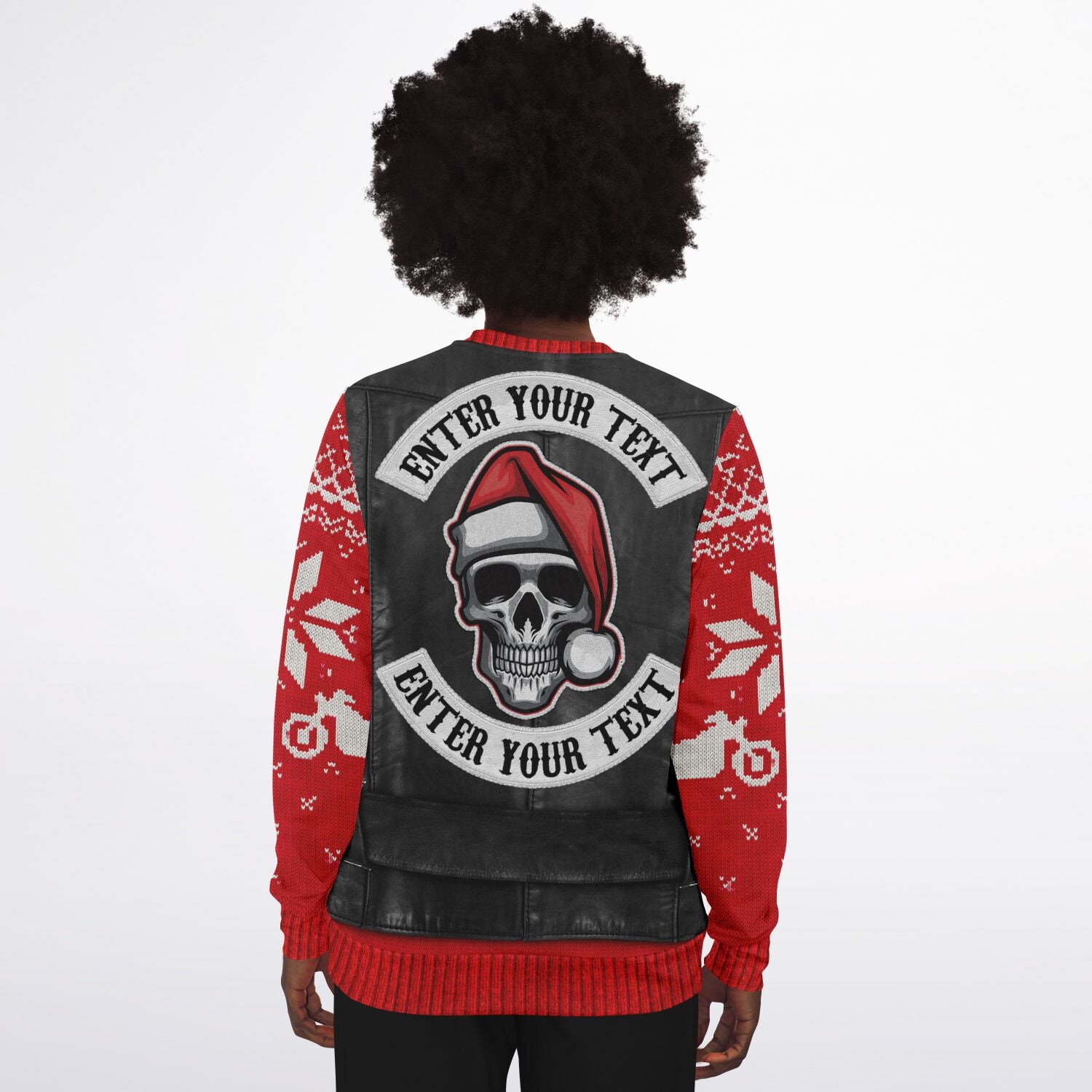 Customizable Biker Vest Ugly Christmas Athletic Sweatshirt