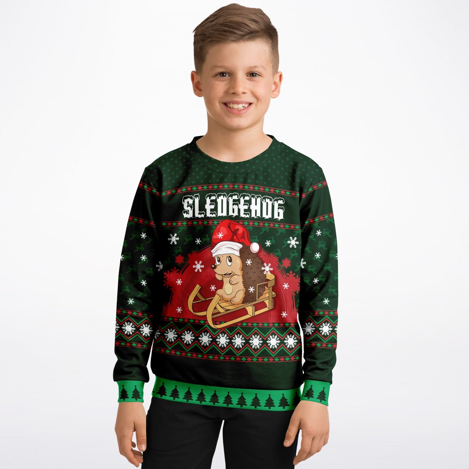 Sledgehog Kid's Ugly Christmas Sweatshirt