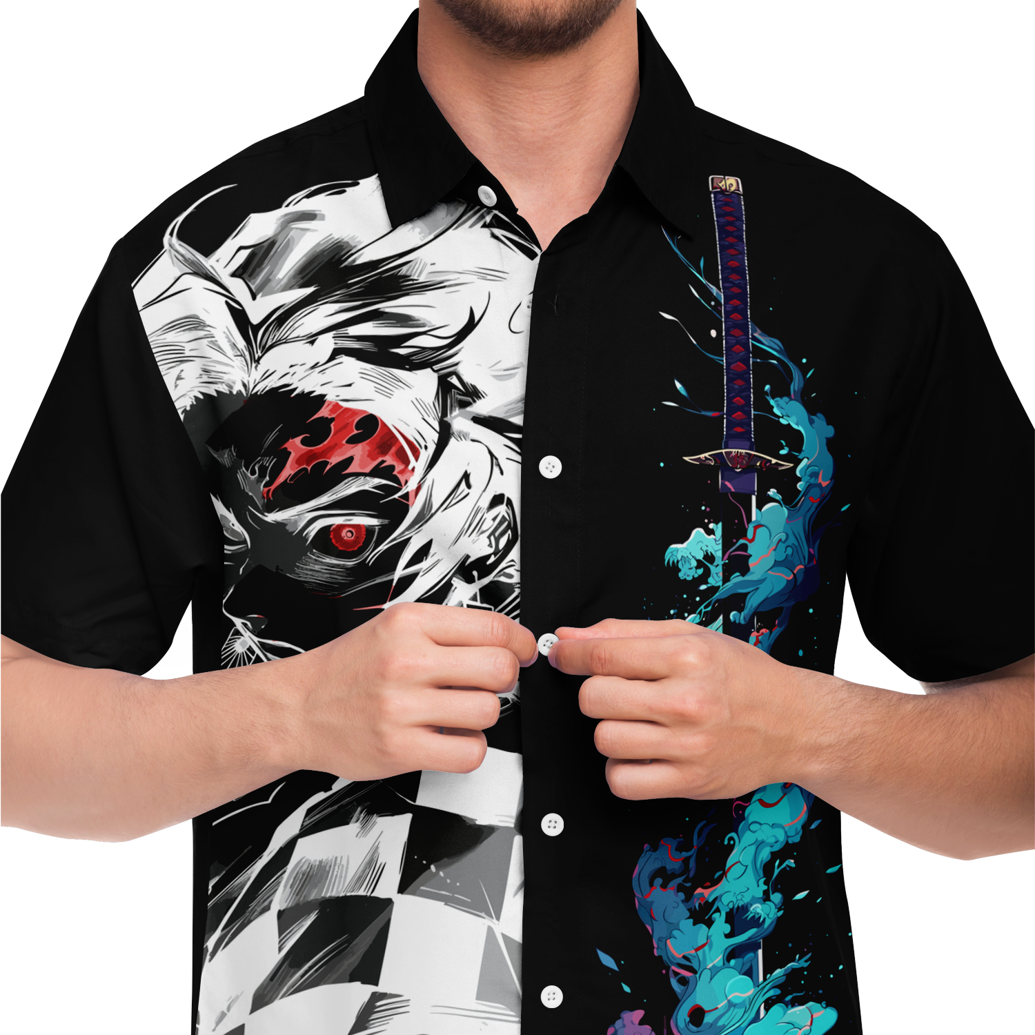 Tanjiro Short Sleeve Button Down Shirt