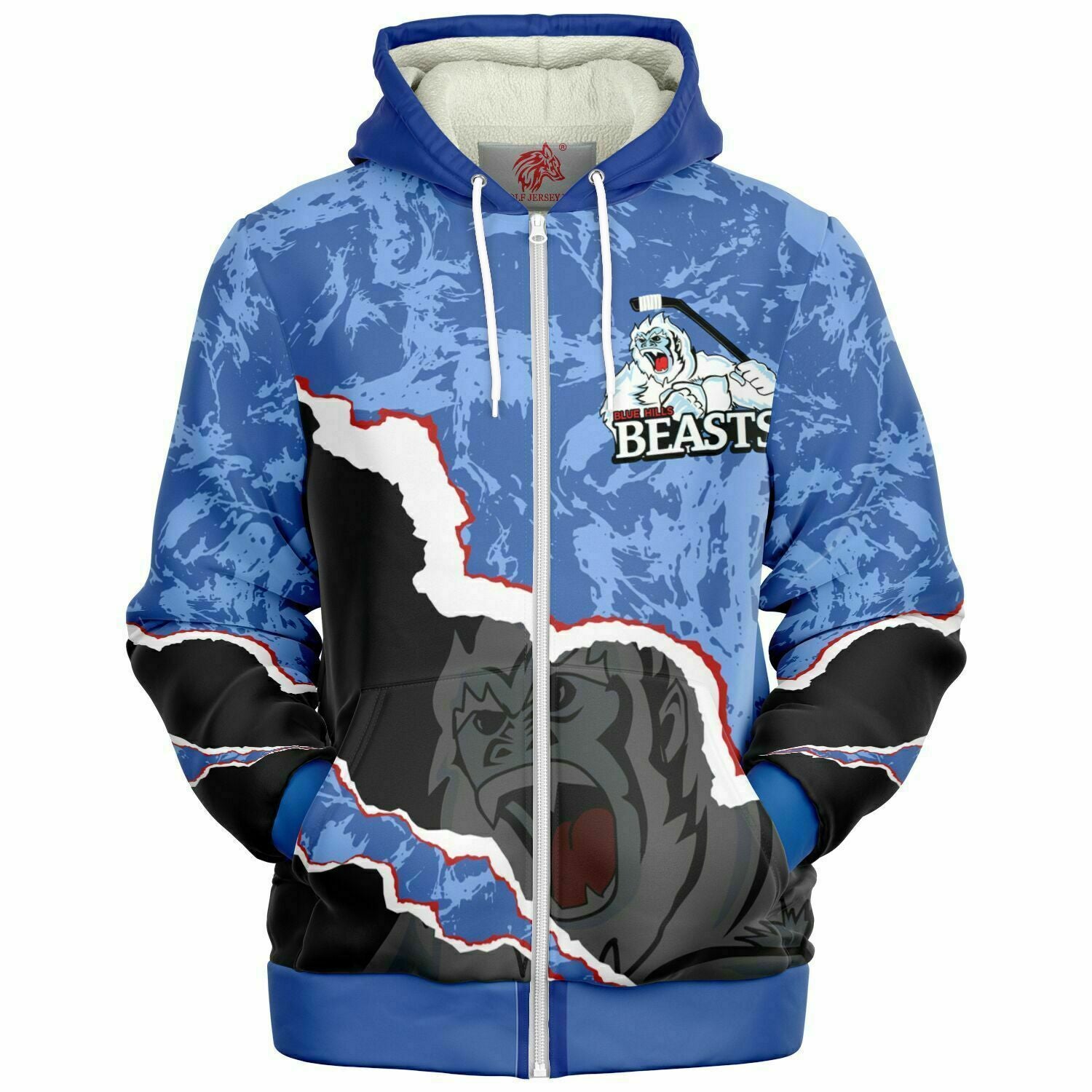 Blue Hills Beasts Microfleece Ziphoodie