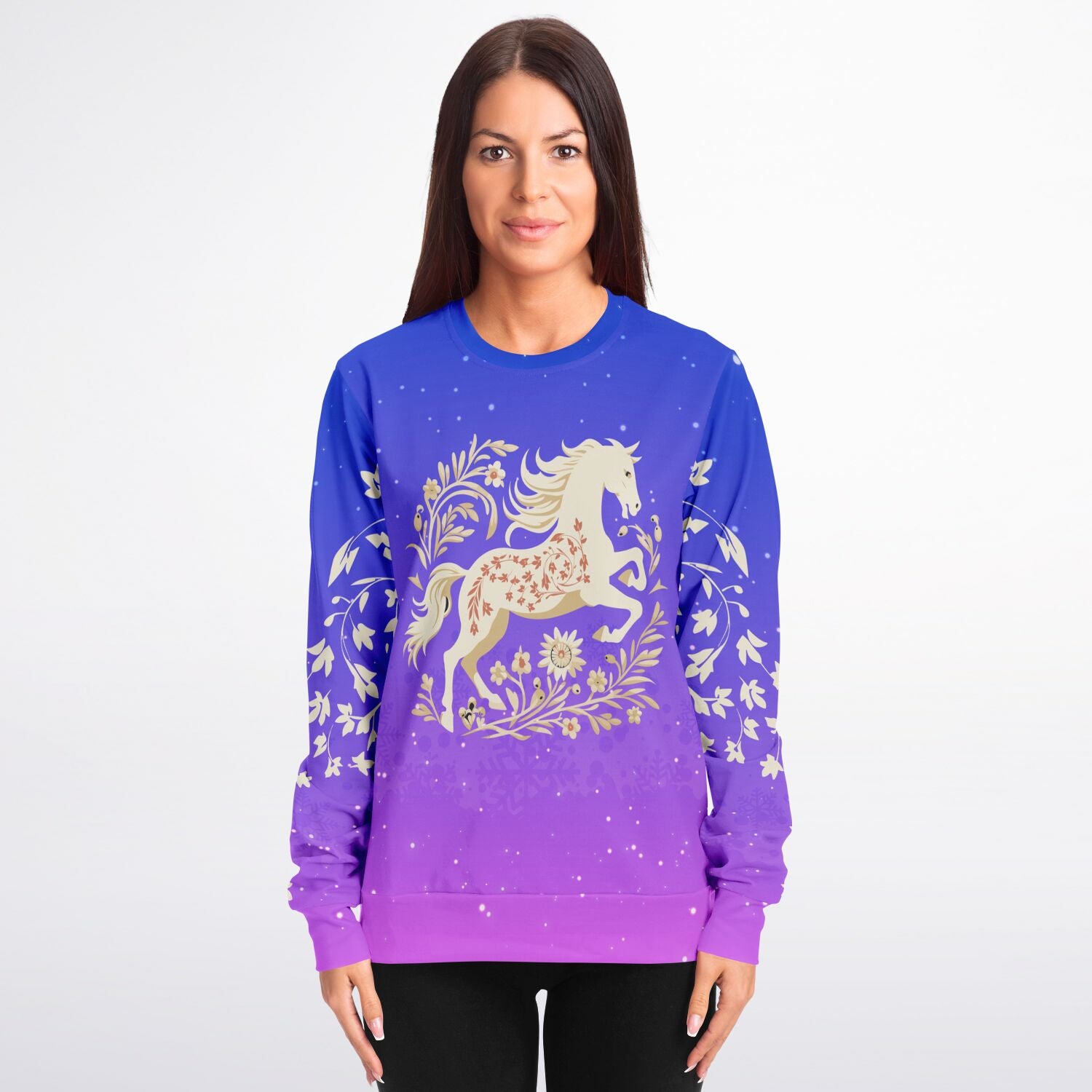 Purple Christmas Sweater with Horse - Message on Back
