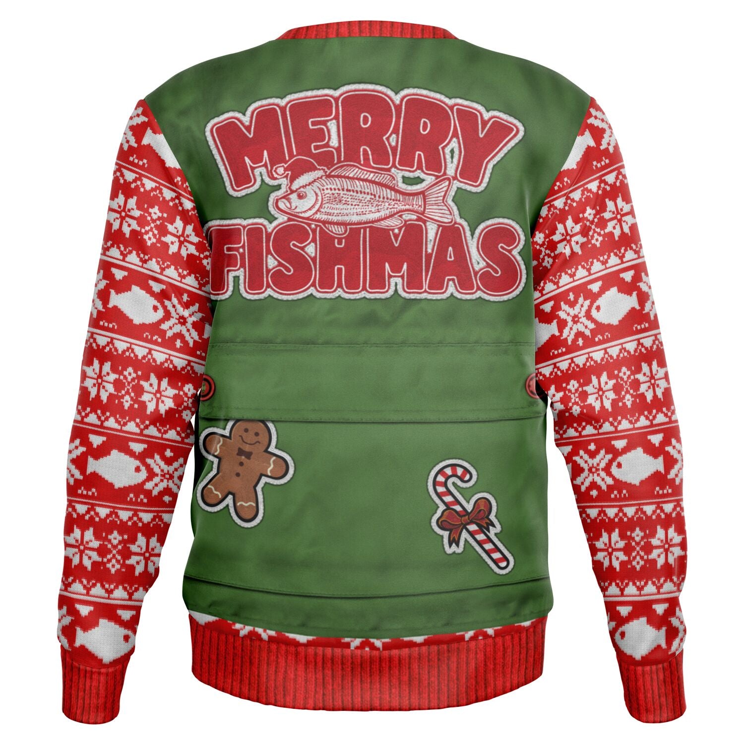 Merry Fishmas Fishing Vest Ugly Christmas Sweater