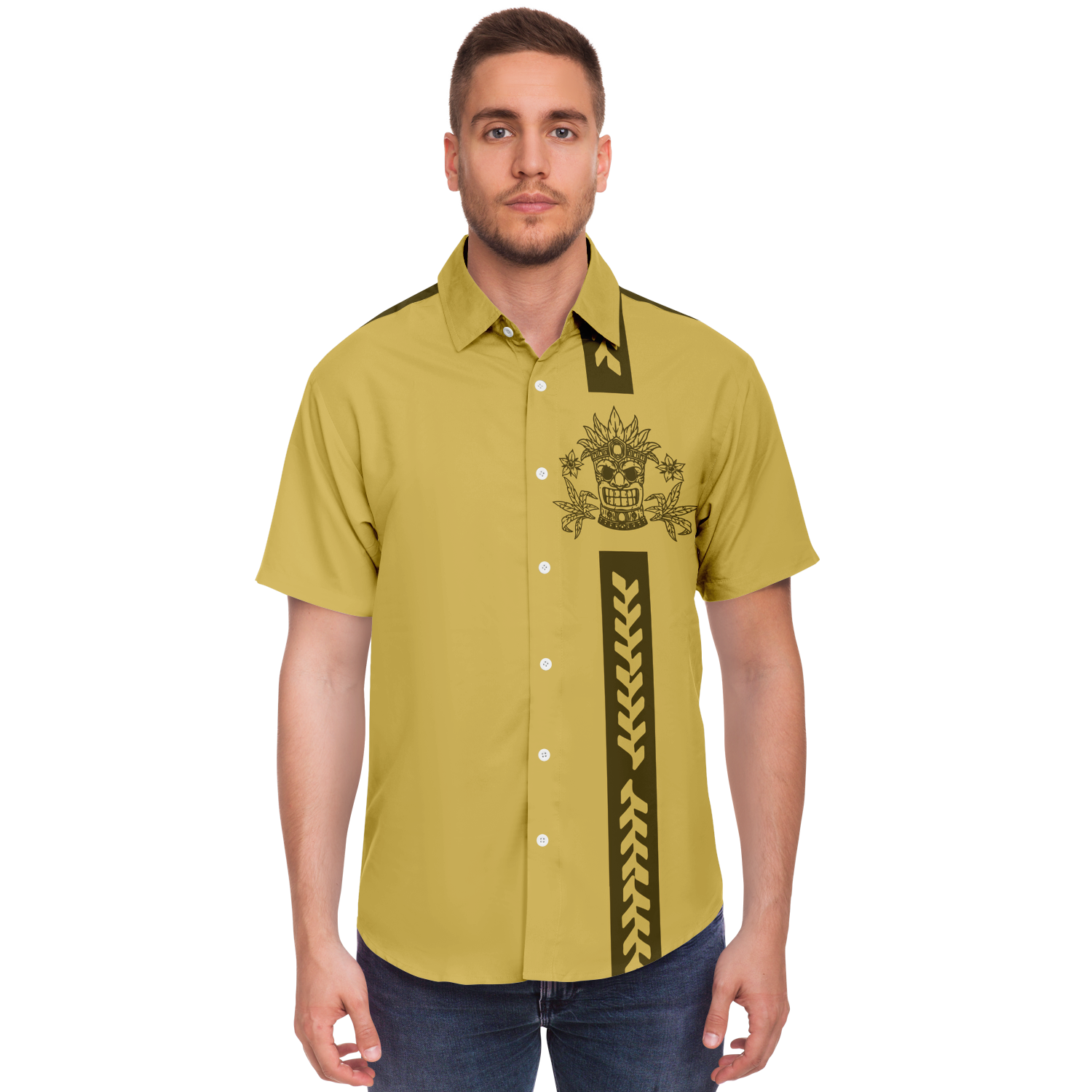 Tiki with Mustard Please Retro Bowling Shirt