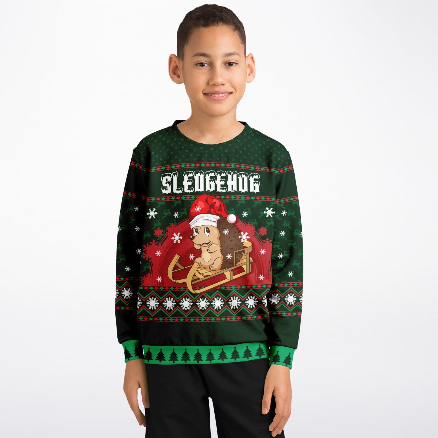 Sledgehog Kid's Ugly Christmas Sweatshirt