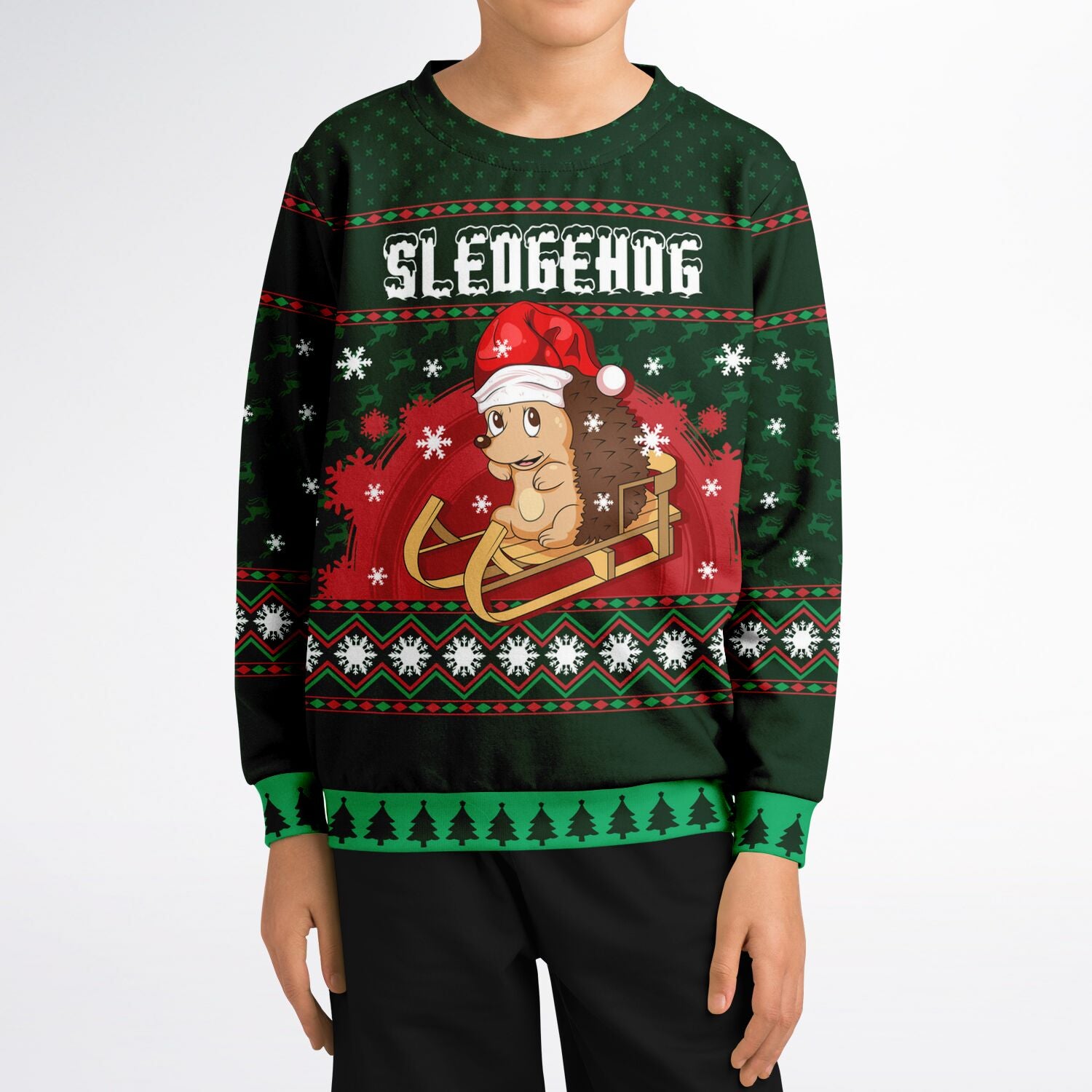 Sledgehog Kid's Ugly Christmas Sweatshirt