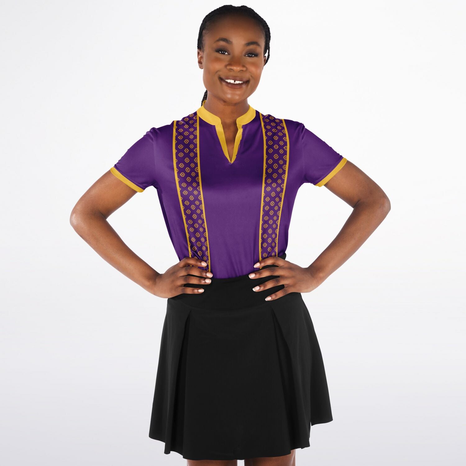 Purple and Gold Bladed Collar Polo Shirt