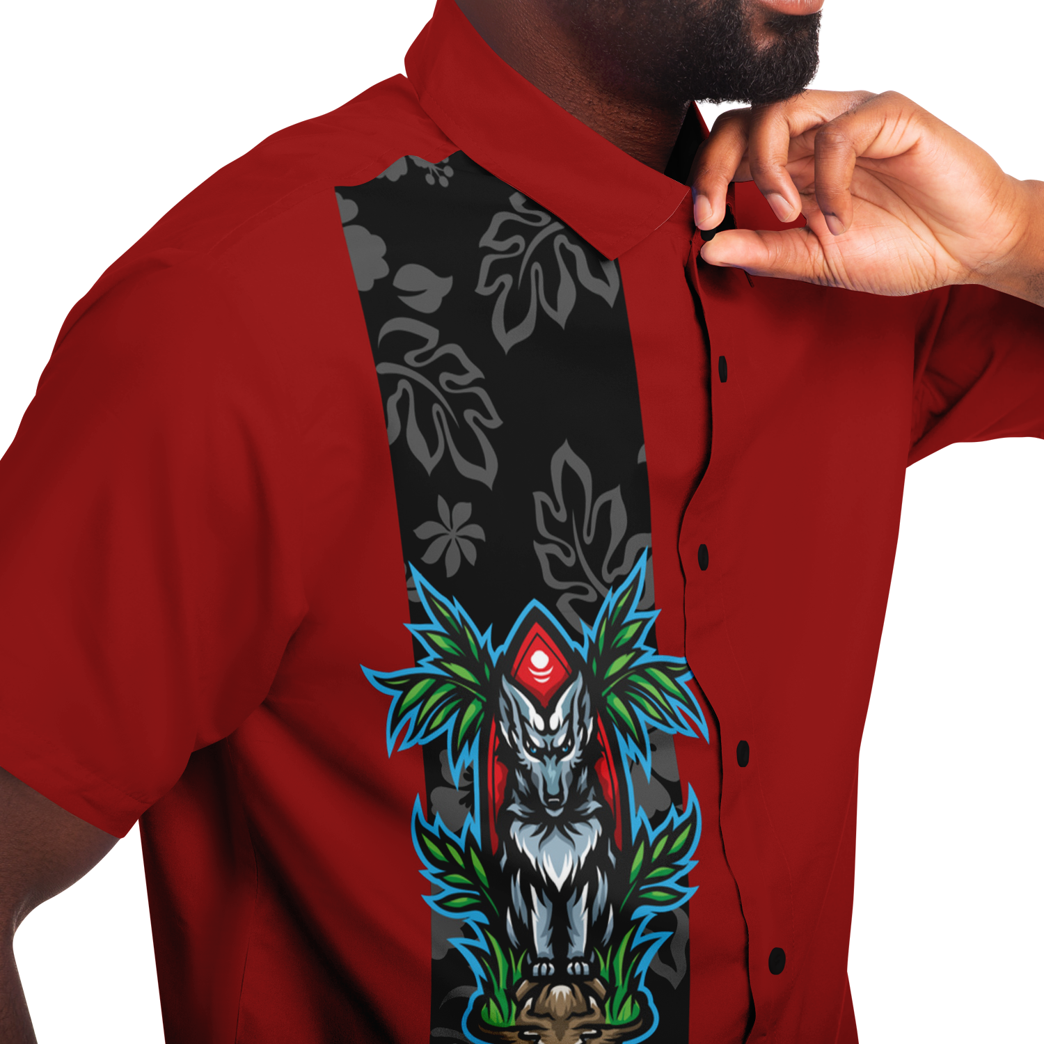 Tiki Wolf Retro Bowling Shirt