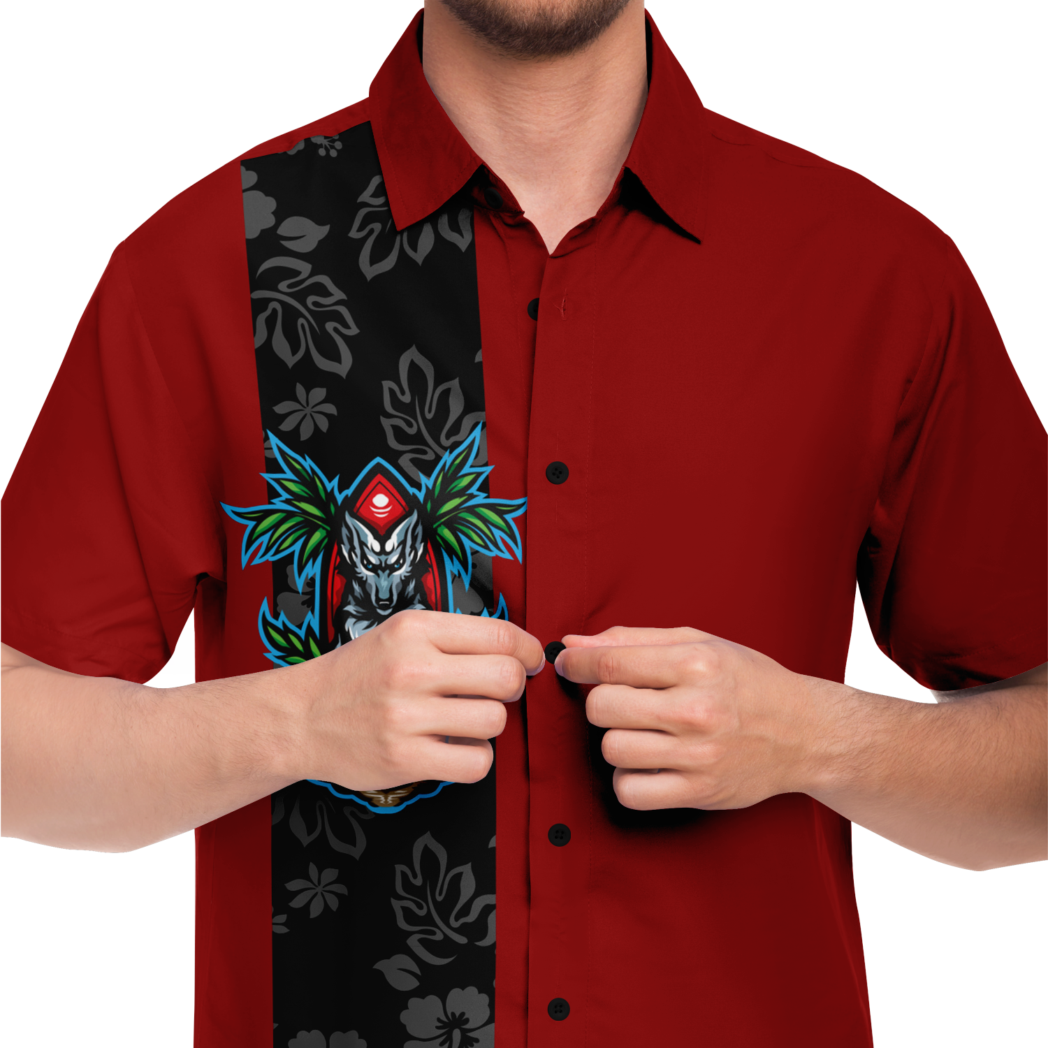 Tiki Wolf Retro Bowling Shirt