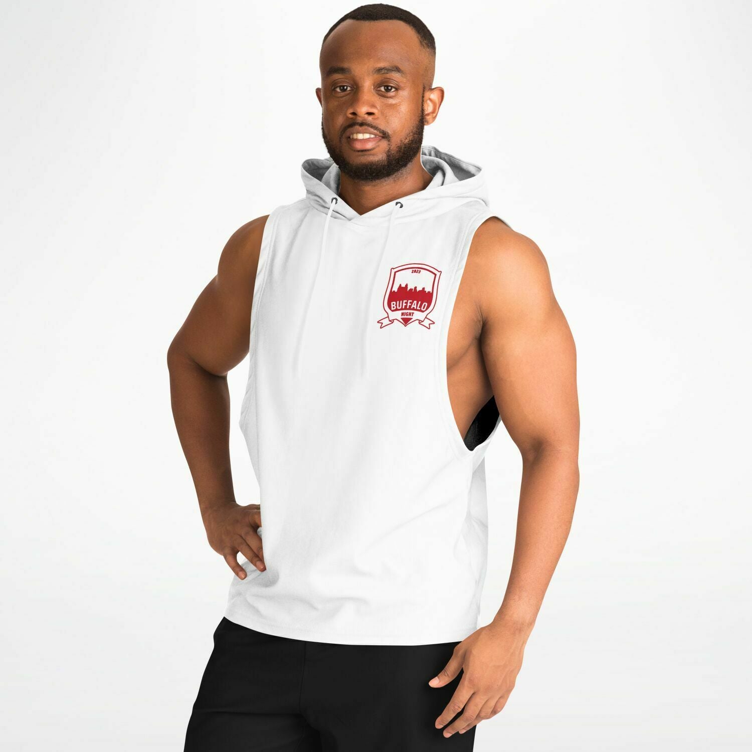 Buffalo Night White Athletic Drop Armhole Hoodie