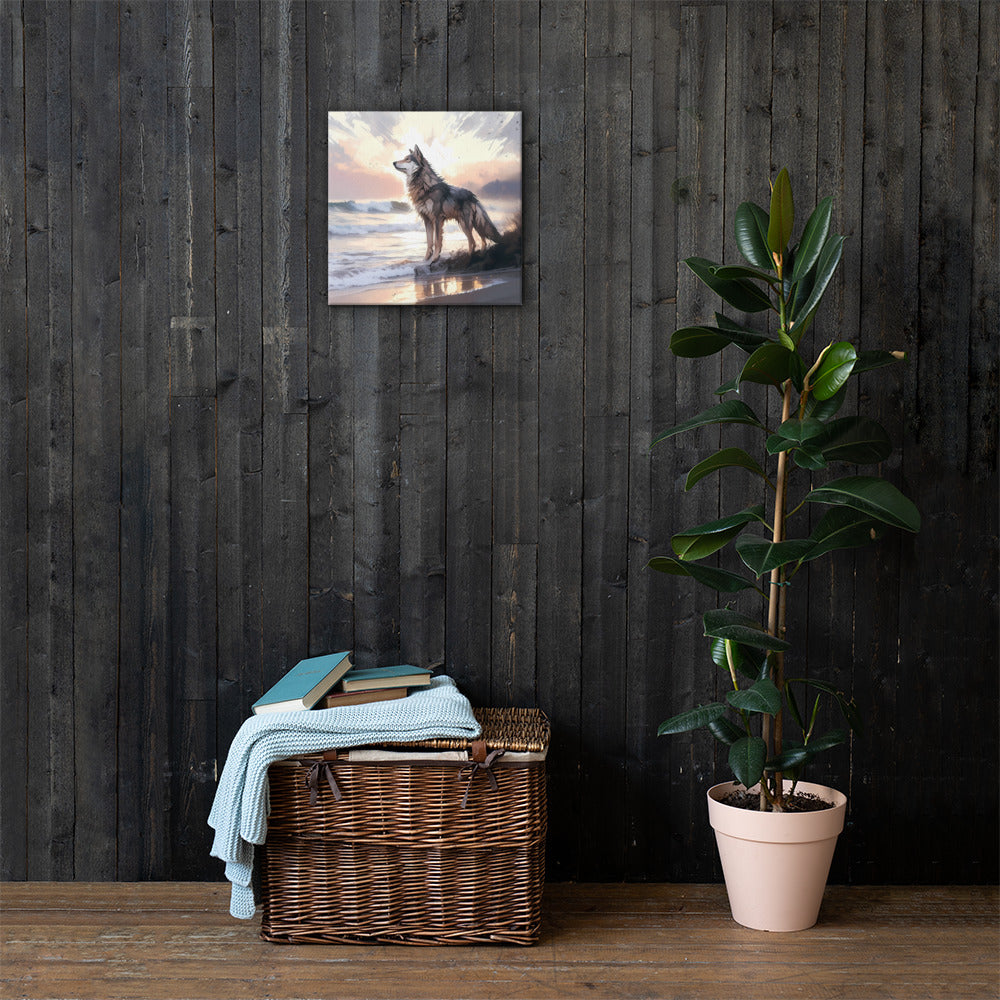 Wolf and Waves Canvas Print