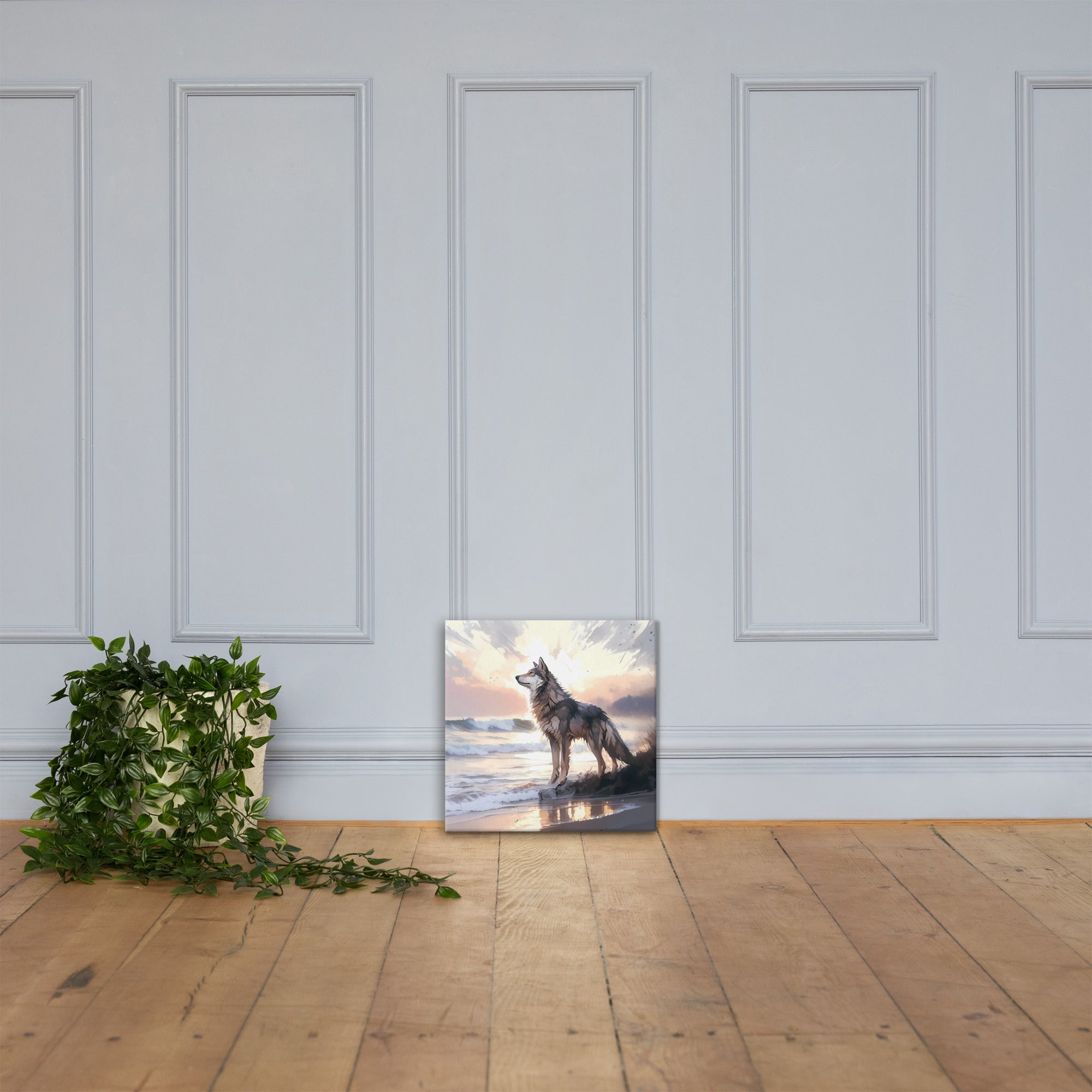 Wolf and Waves Canvas Print