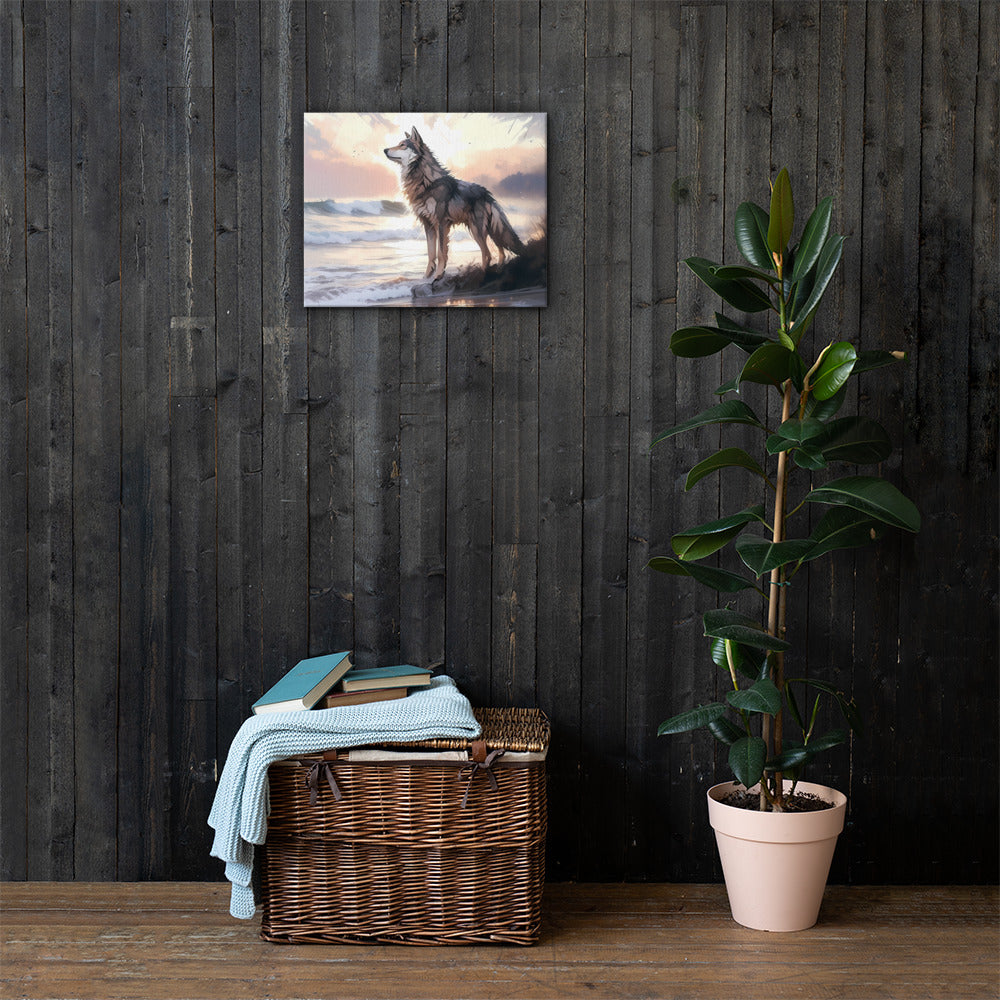 Wolf and Waves Canvas Print