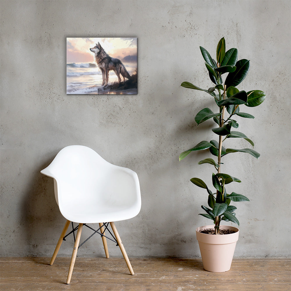 Wolf and Waves Canvas Print