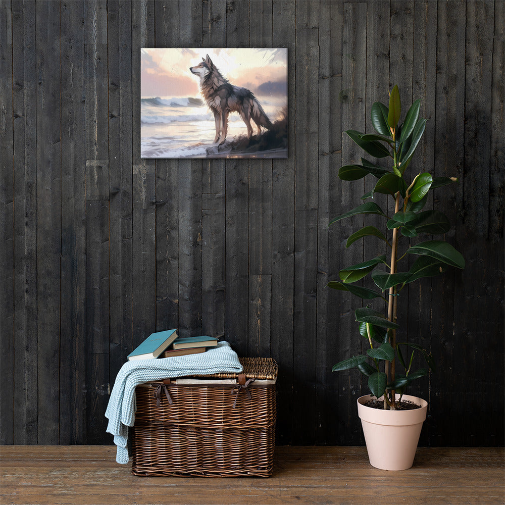 Wolf and Waves Canvas Print