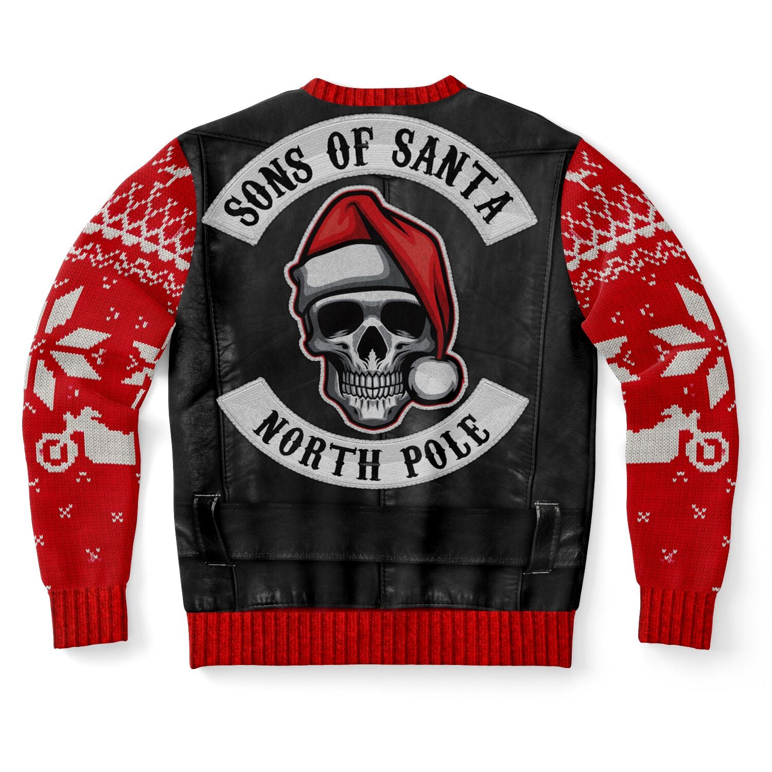 Sons of Santa Leather Biker Vest Ugly Christmas Sweatshirt