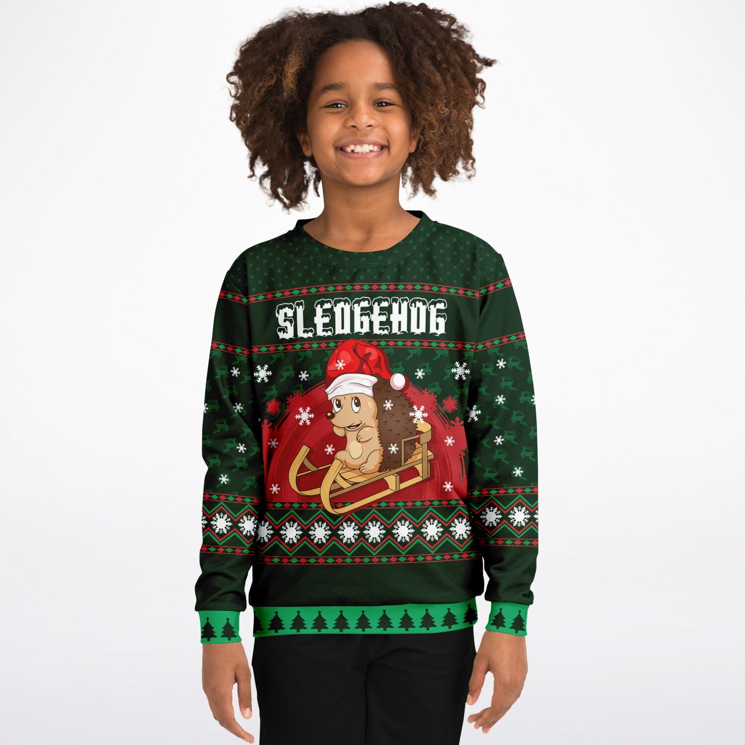 Sledgehog Kid's Ugly Christmas Sweatshirt