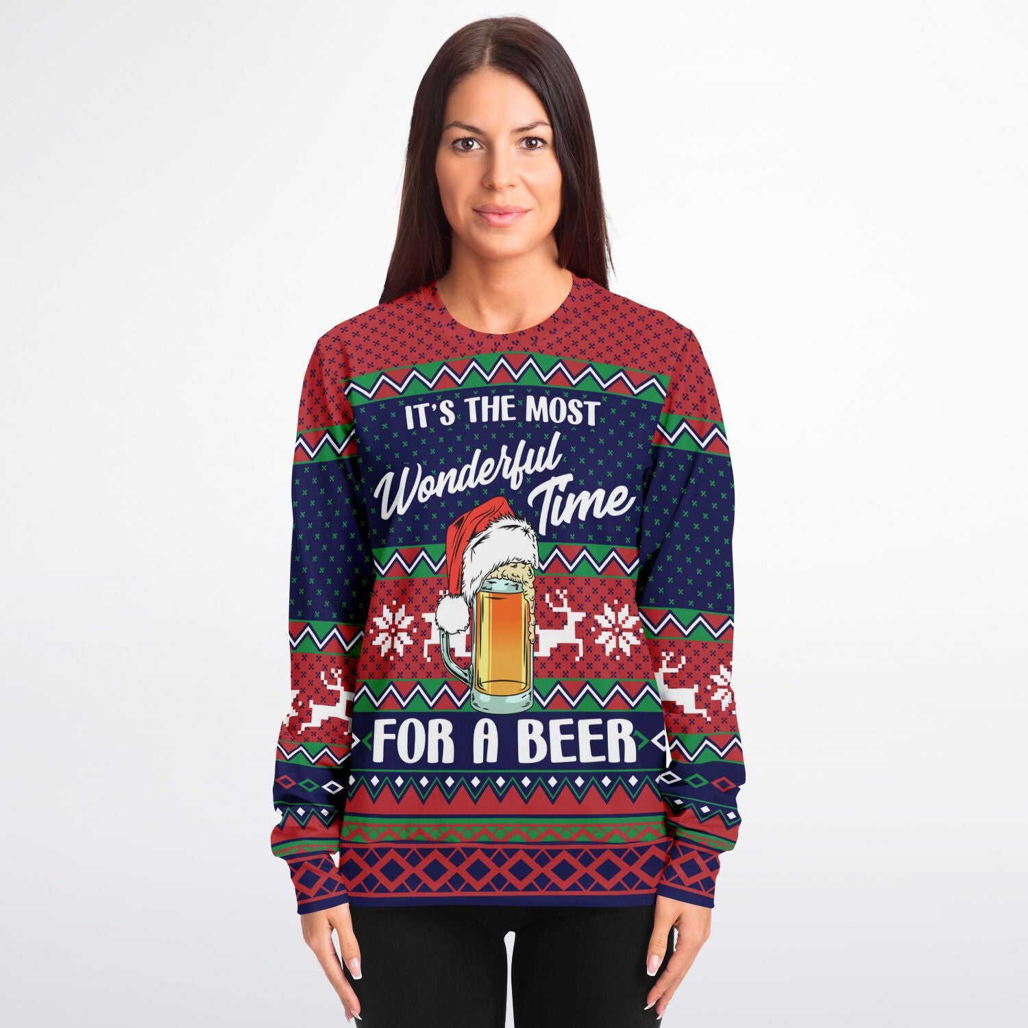 Wonderful Time for a Beer Ugly Chirstmas Sweatshirt