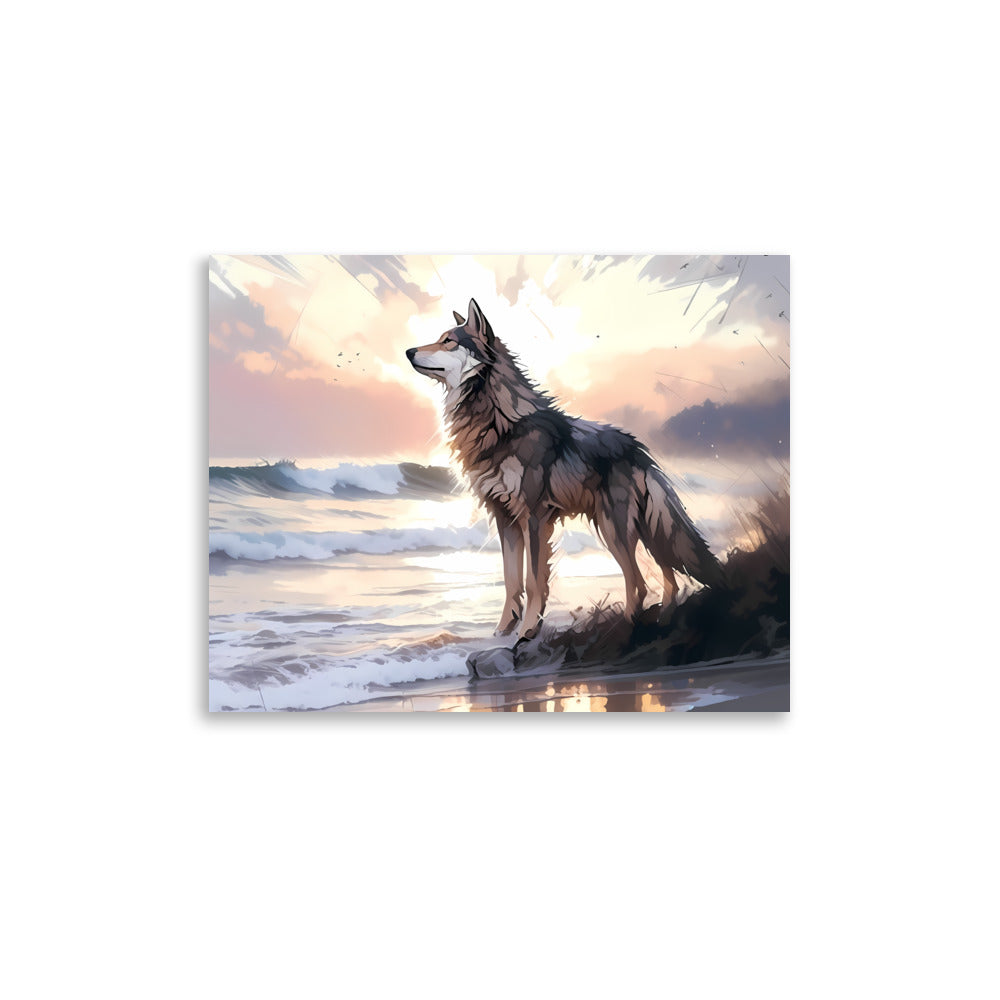 Wolf and Waves Poster