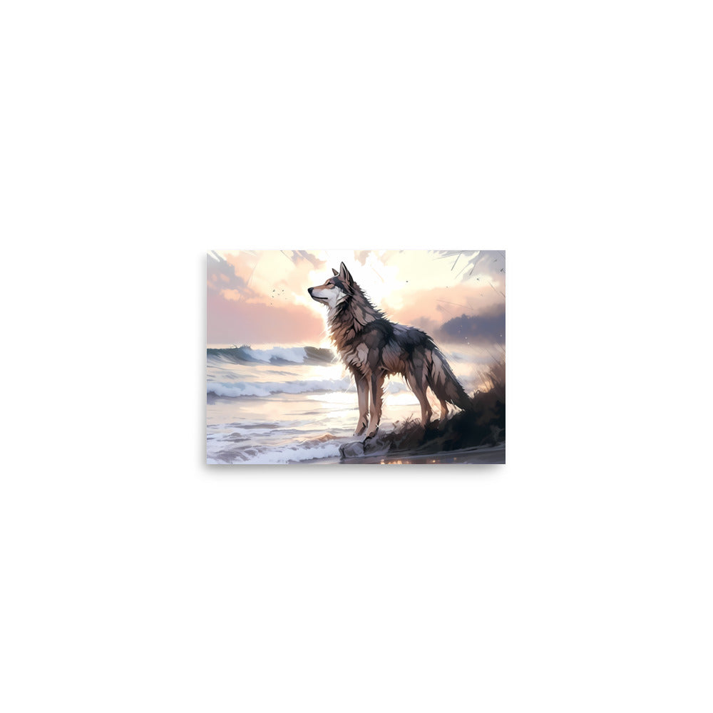 Wolf and Waves Poster