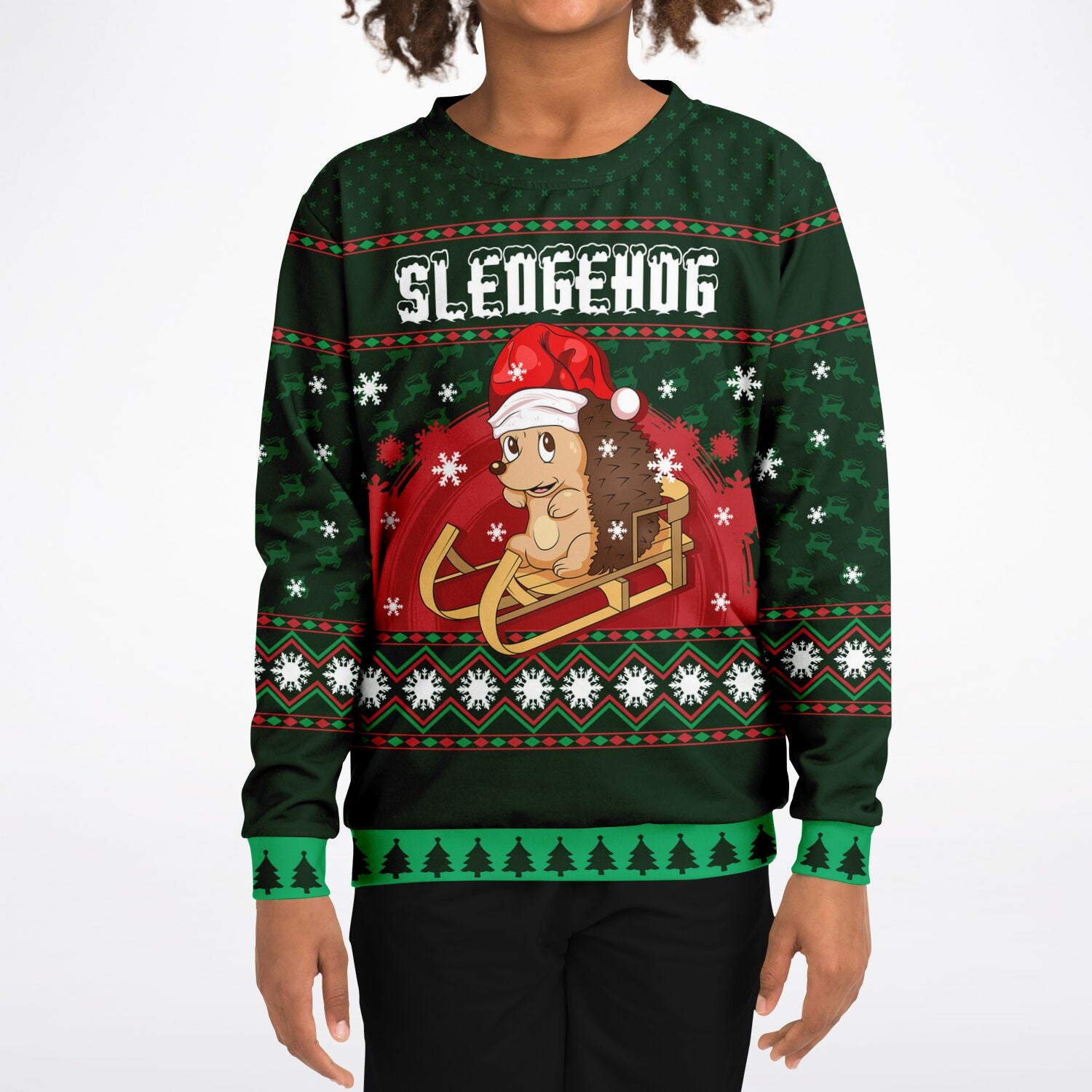 Sledgehog Kid's Ugly Christmas Sweatshirt