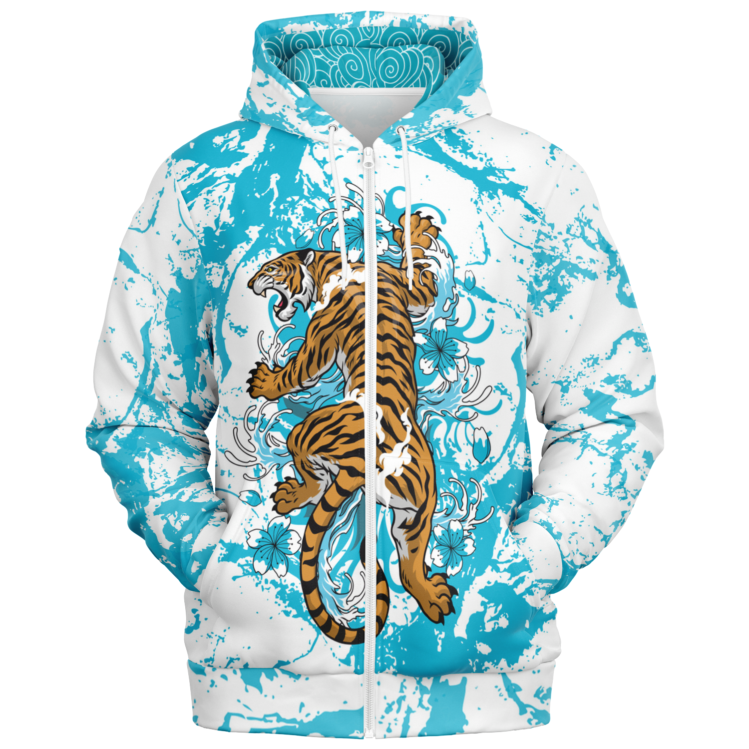 Tiger Wave Zip-Up Hoodie
