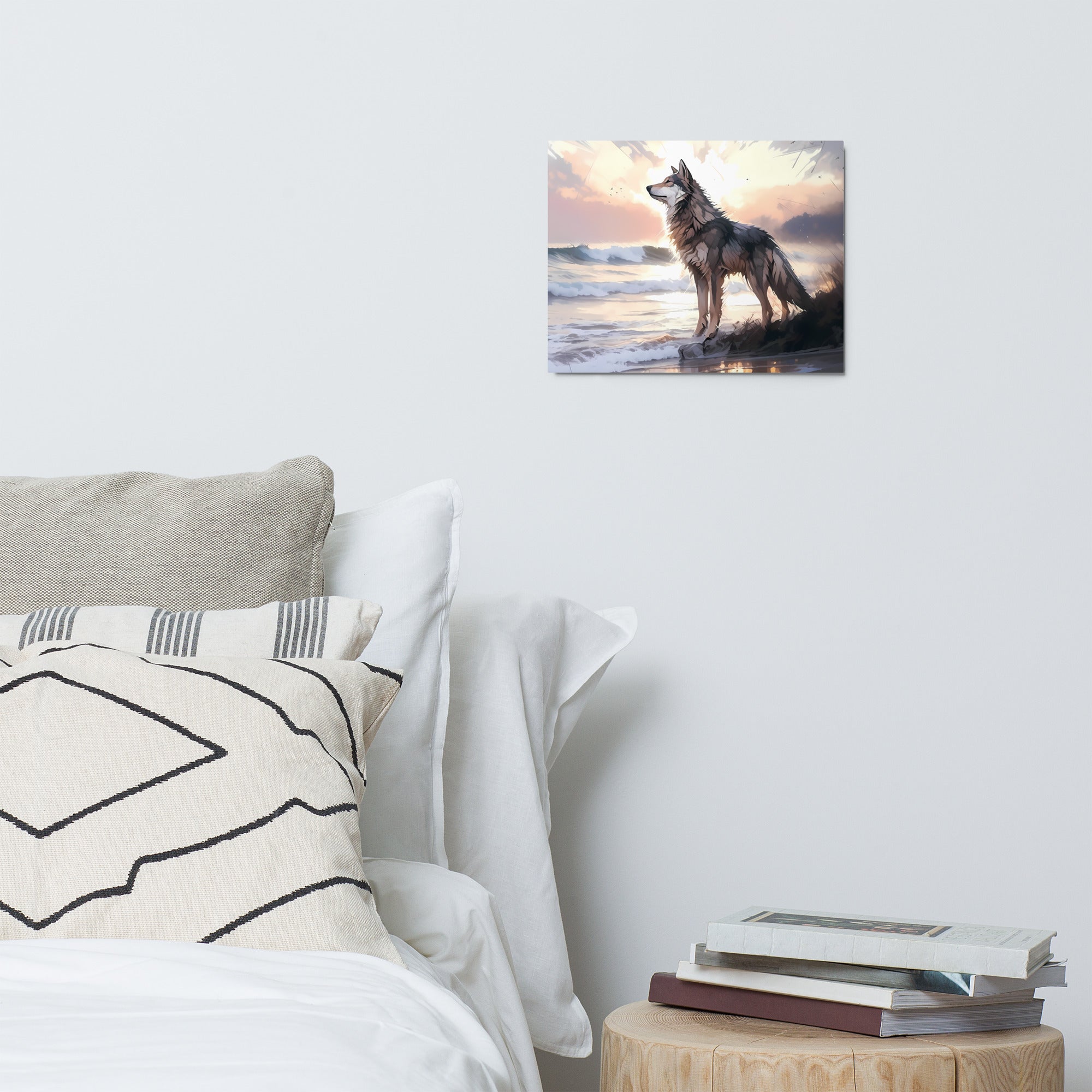 Wolf and Waves Metal print