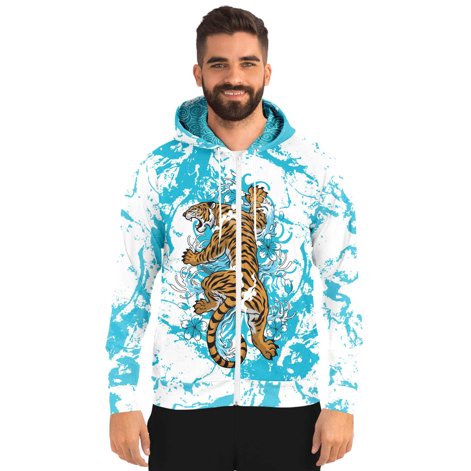 Tiger Wave Zip-Up Hoodie