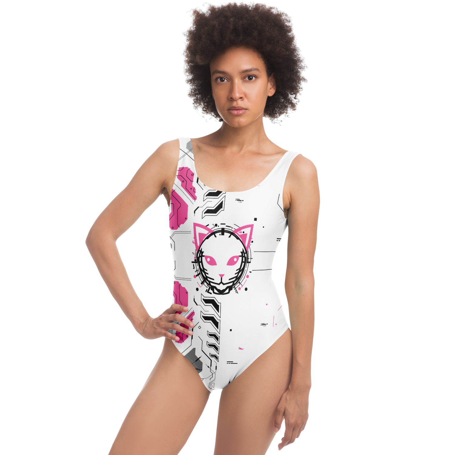 Quantum Circuit Cyber Cat Women's Swimsuit