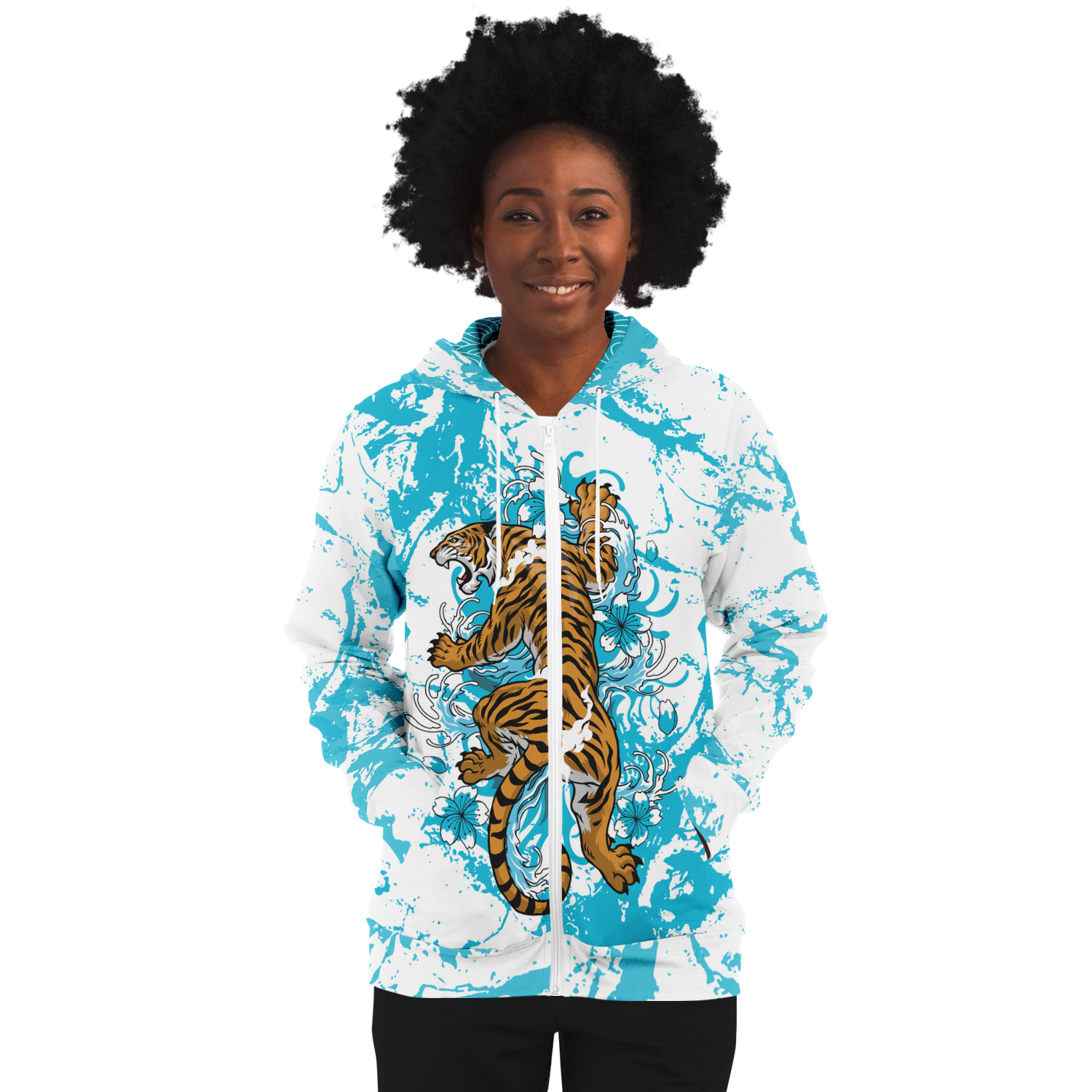 Tiger Wave Zip-Up Hoodie