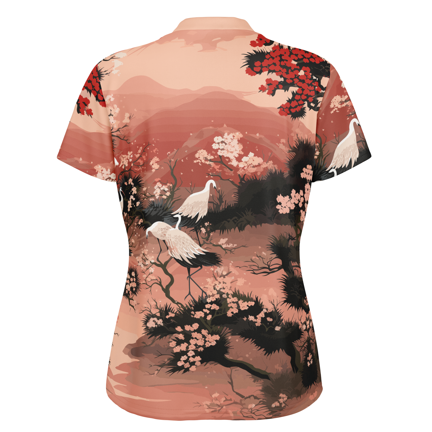 Scenic Crane Stand Up Collar Polo Shirt