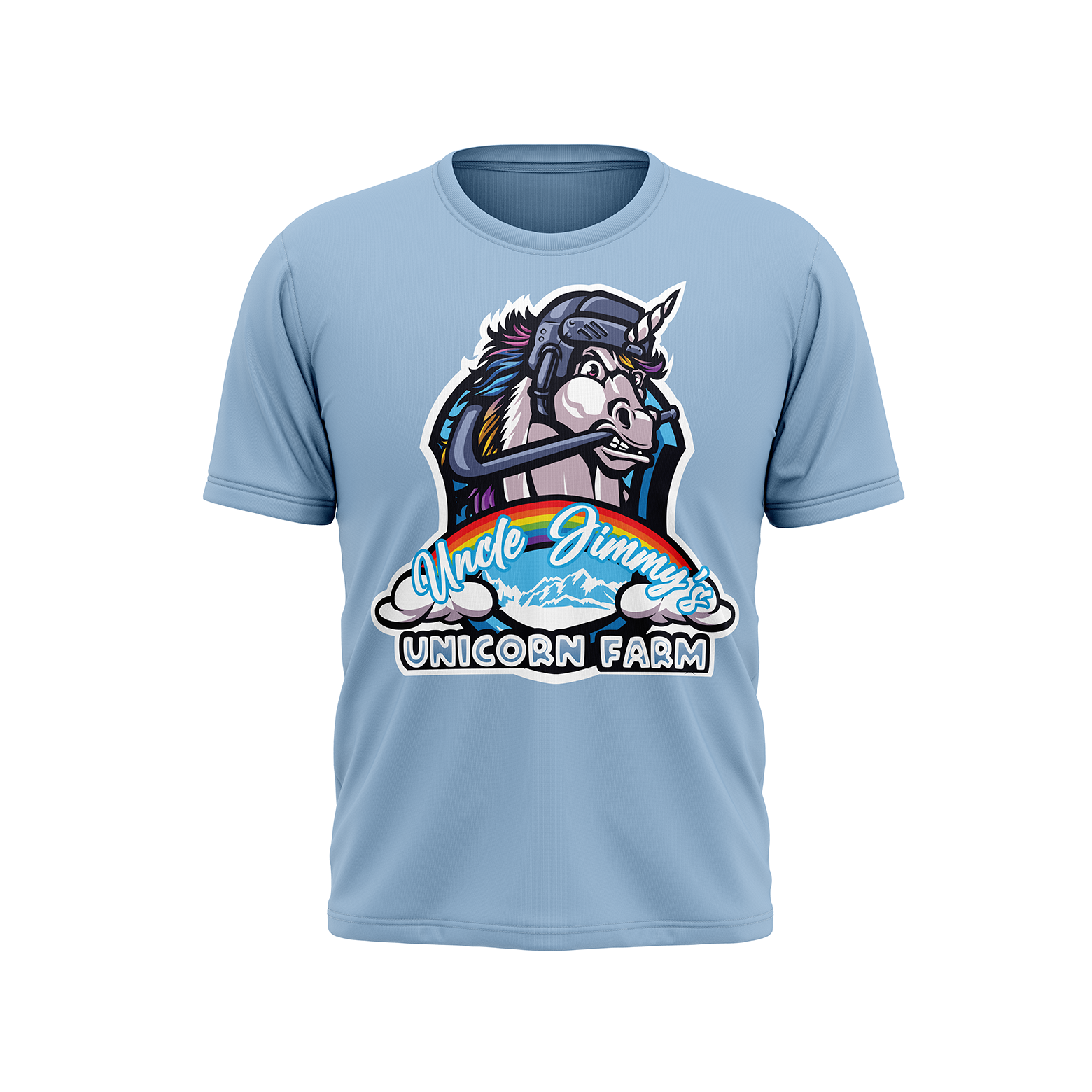Uncle Jimmy's Unicorn Farm Blue Tshirt - Redwolf Jersey Works
