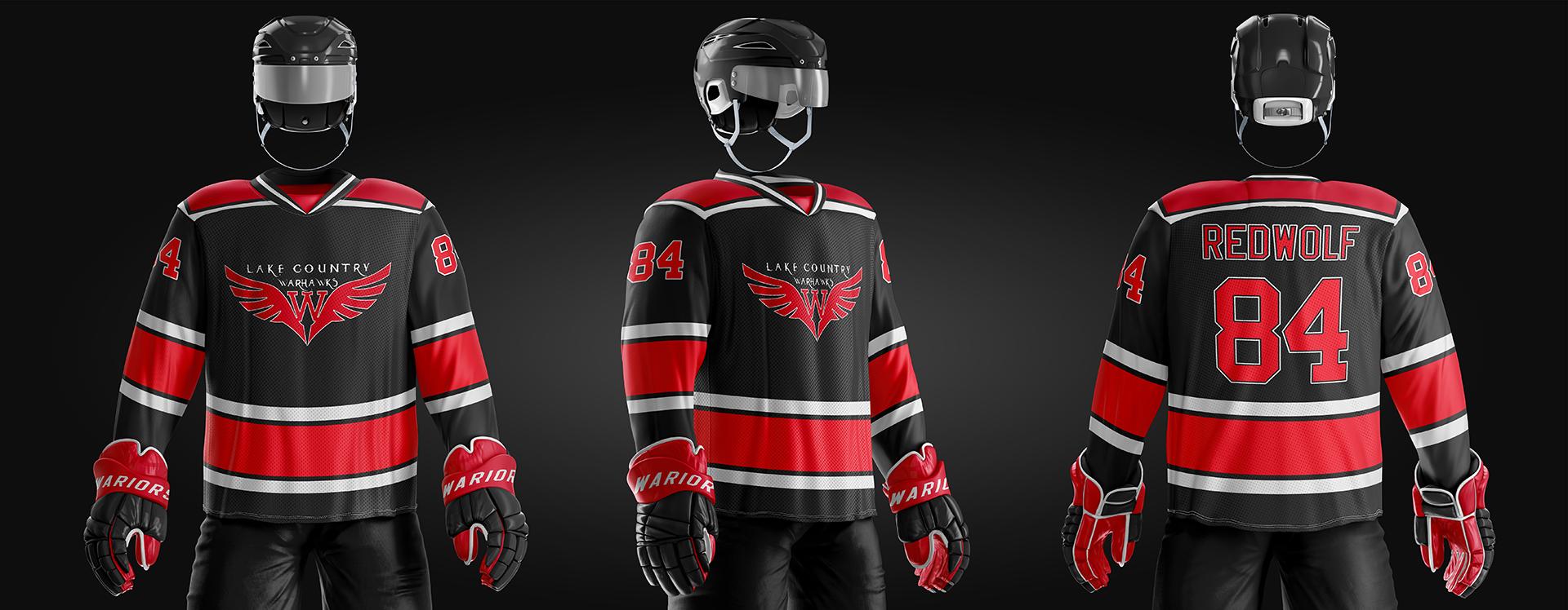 LC Warhawks Replica Jersey Embroidered Black - Redwolf Jersey Works