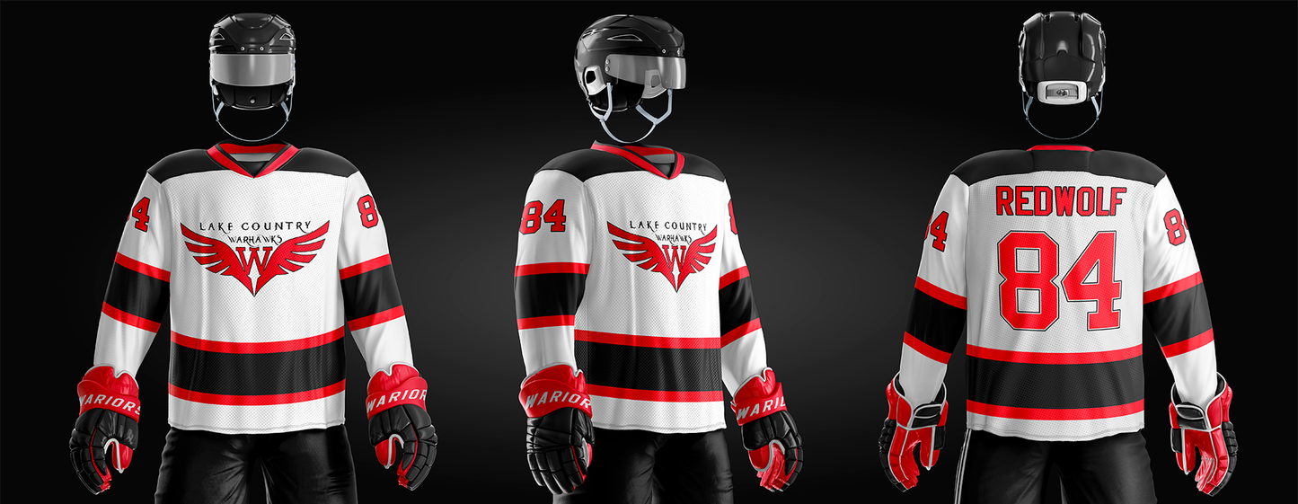 LC Warhawks Replica Jersey Embroidered White - Redwolf Jersey Works