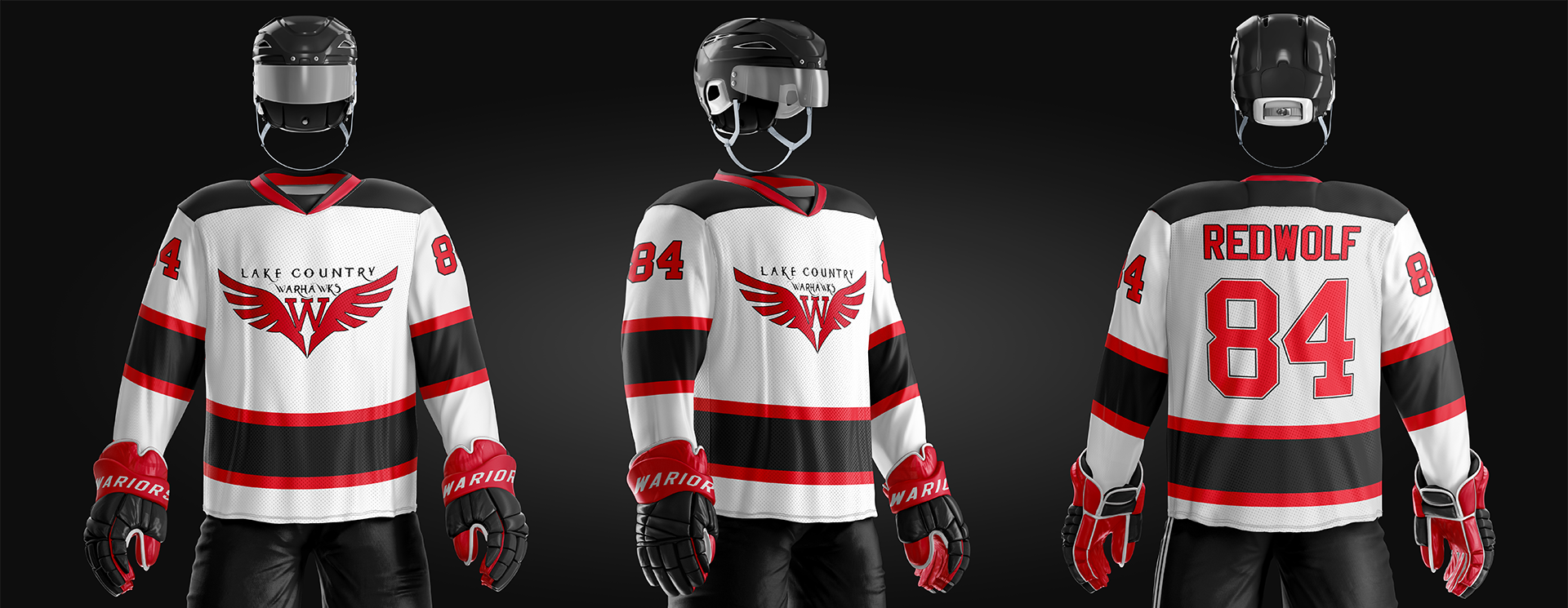 LC Warhawks Replica Jersey Embroidered White - Redwolf Jersey Works