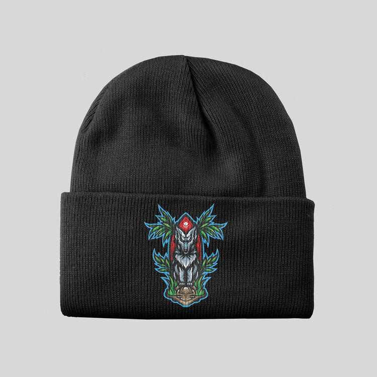 Tiki Wolf Knit Hat - Redwolf Jersey Works