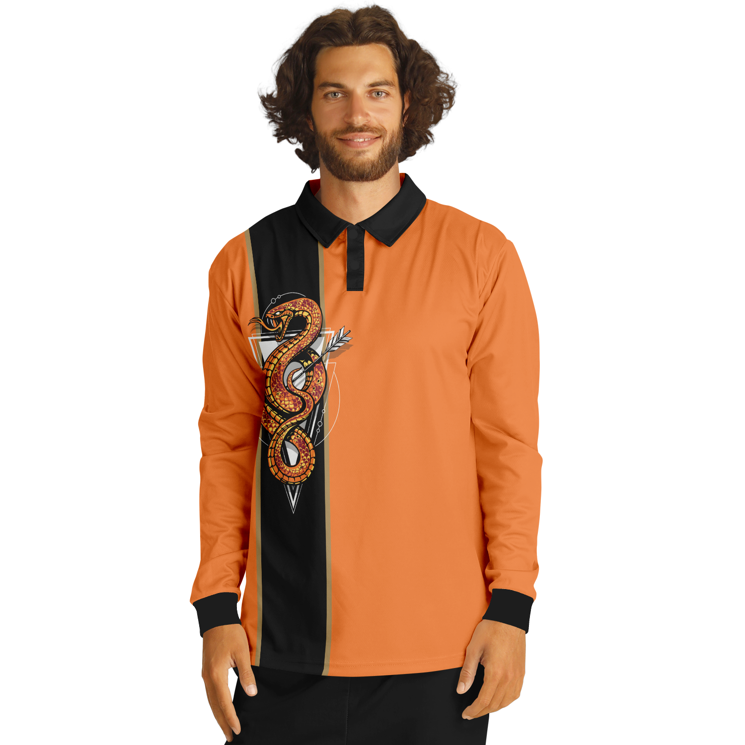 Men’s Viper Long Sleeve Polo Shirt Orange Edition