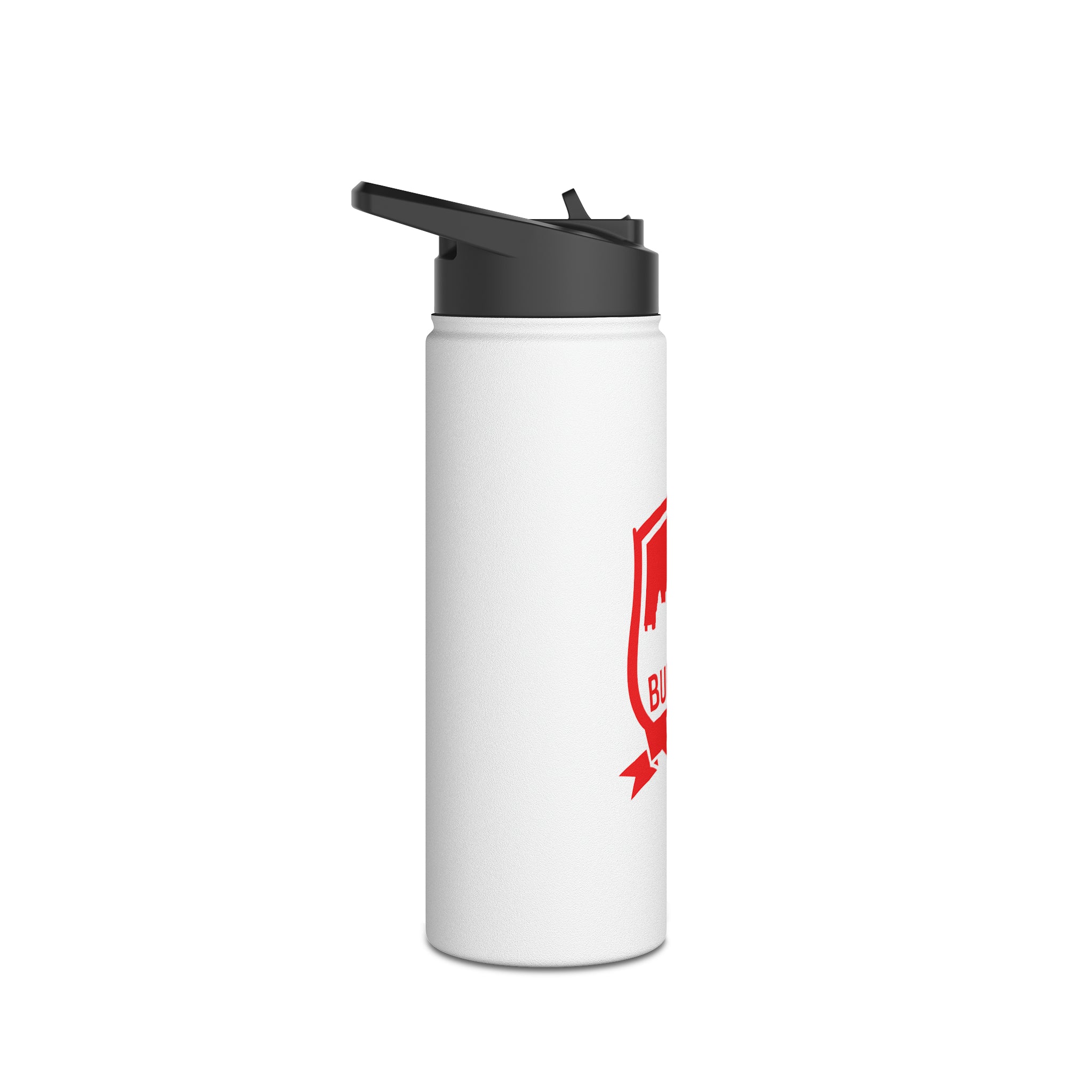 Buffalo Night White Stainless Steel Water Bottle, Standard Lid