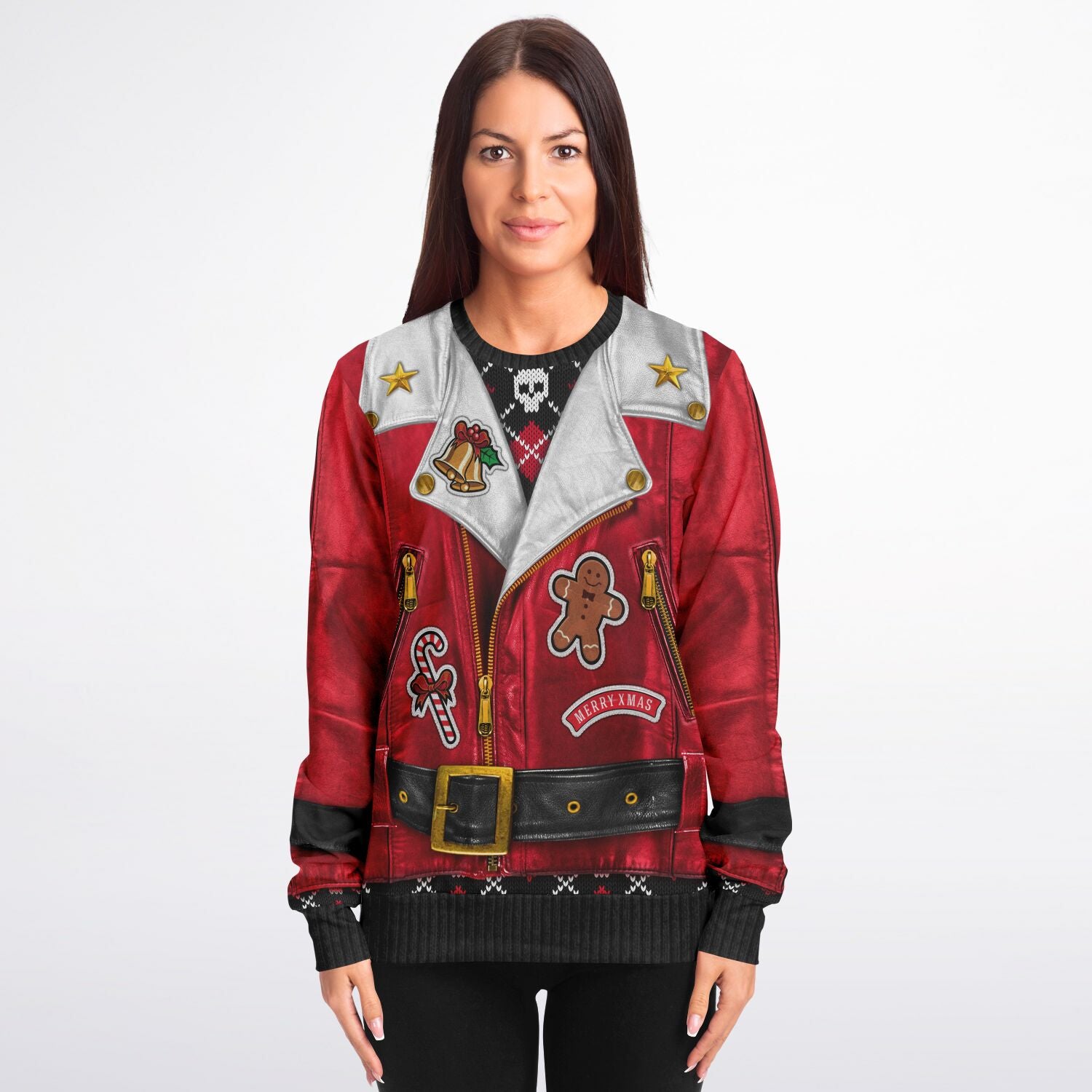 Biker santa christmas clearance sweater