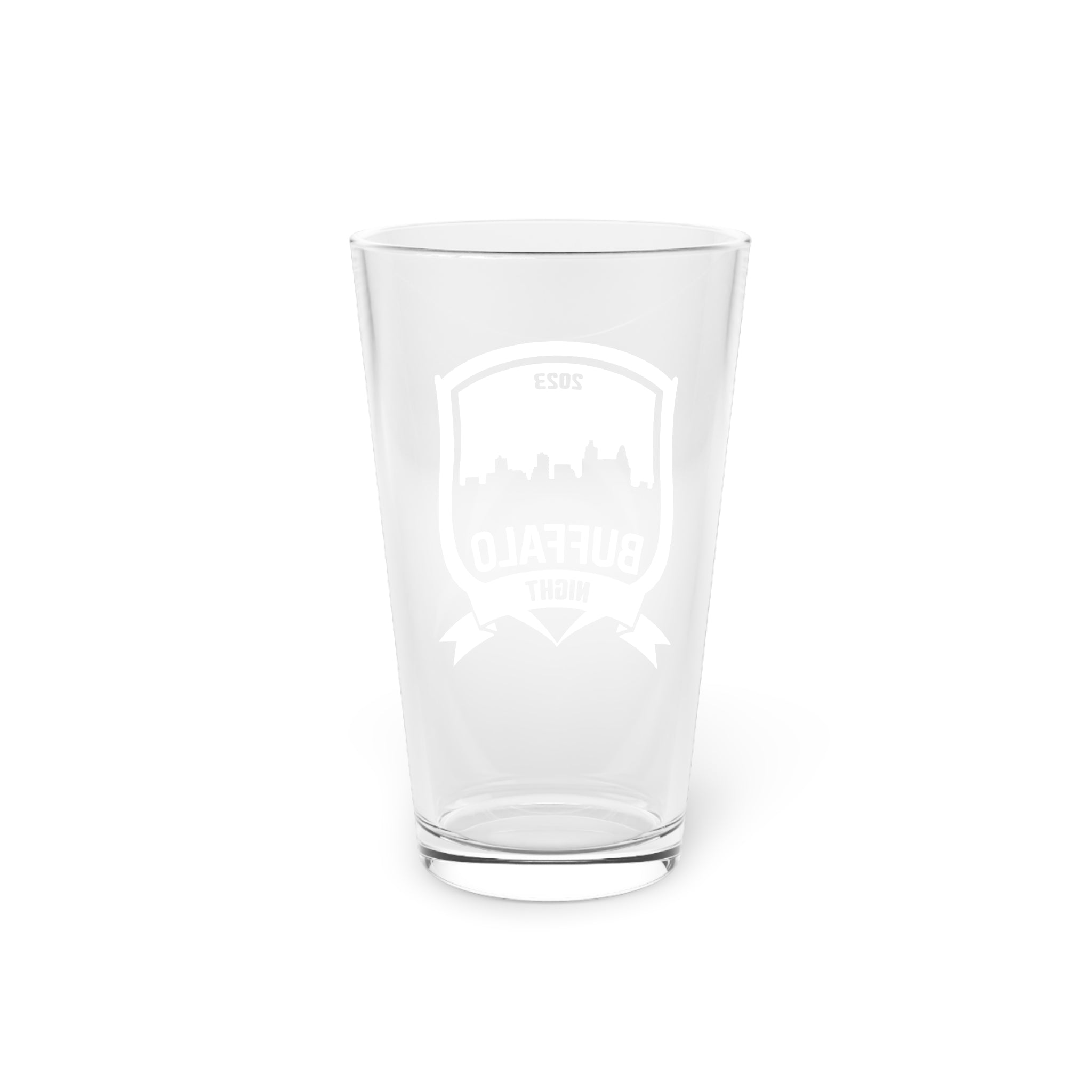 Buffalo Night White Pint Glass, 16oz