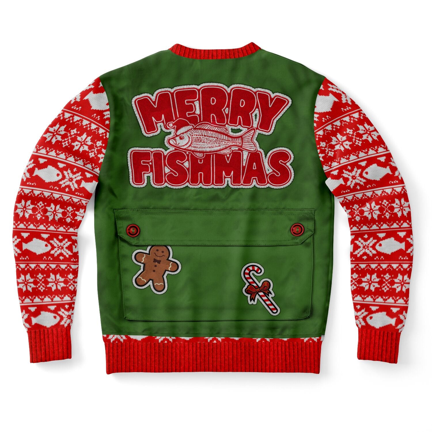 Merry Fishmas Fishing Vest Ugly Christmas Sweater