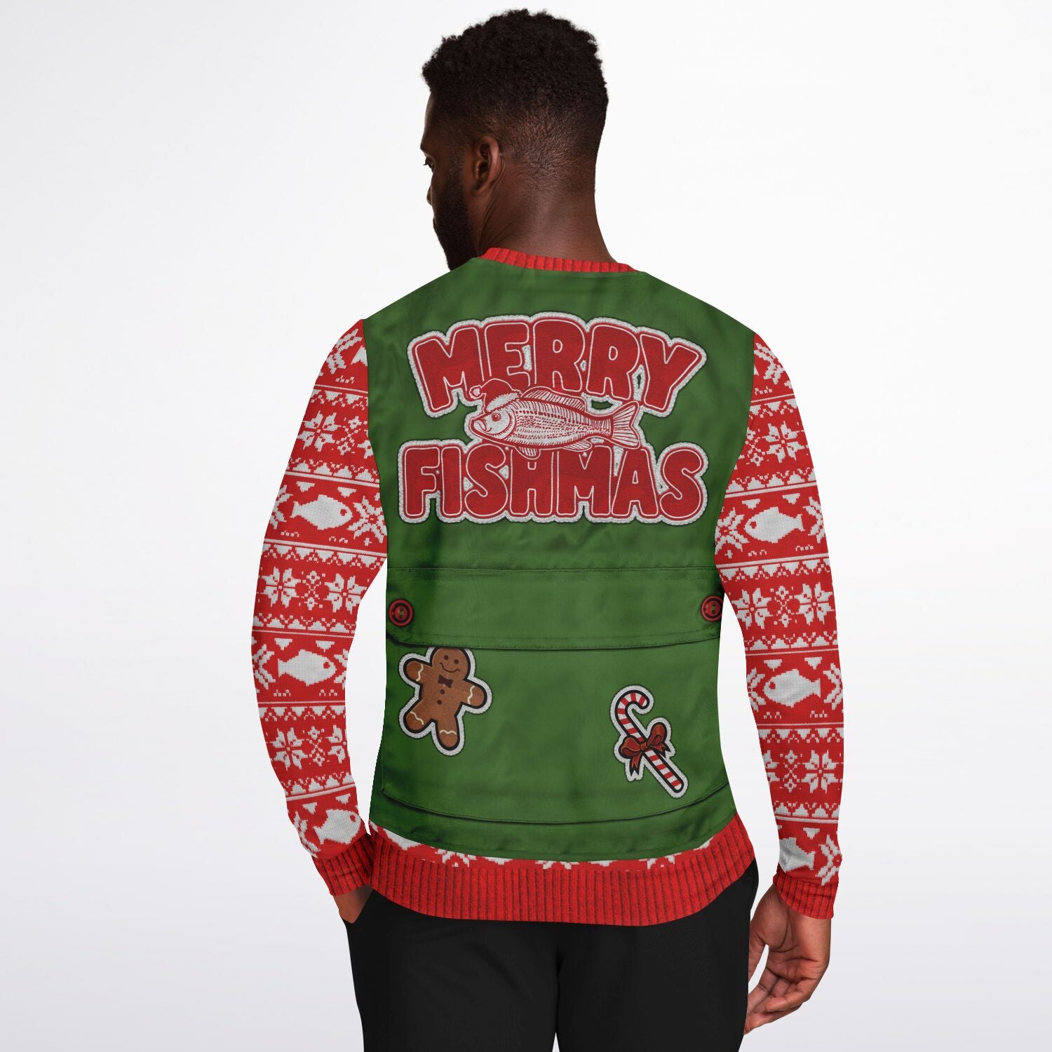 Merry Fishmas Fishing Vest Ugly Christmas Sweater